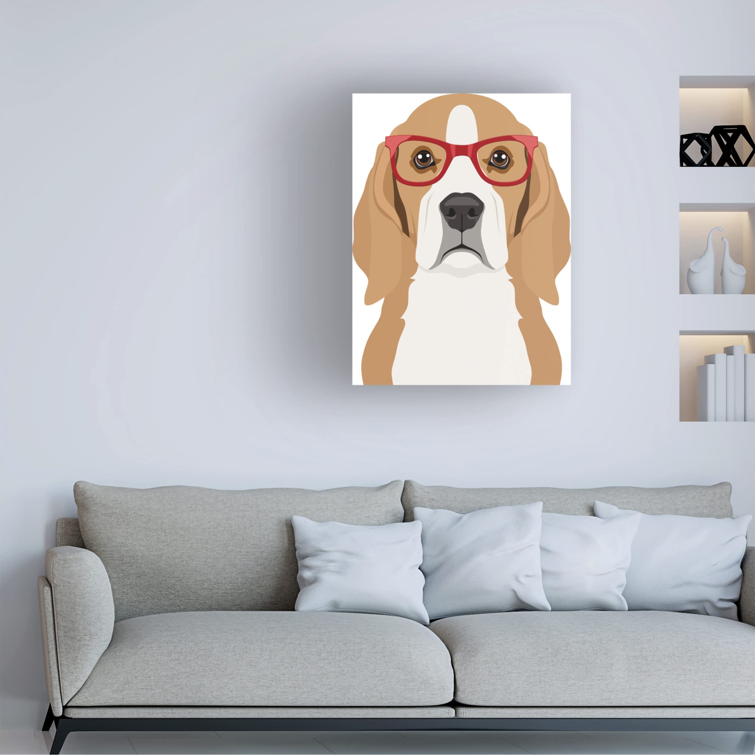 Beagle Wearing Hipster Glasses Canvas Wall Art - Premium Trademark Fine Art by Furbaby Affiliates - Perfect for Living Room, Bedroom & Office Decor