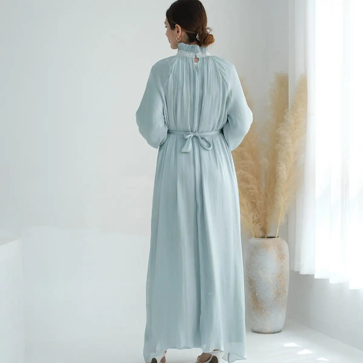 Elegant Shiny Bright Abaya Dress for Muslim Women - Perfect for Prayer, Eid, and Special Occasions