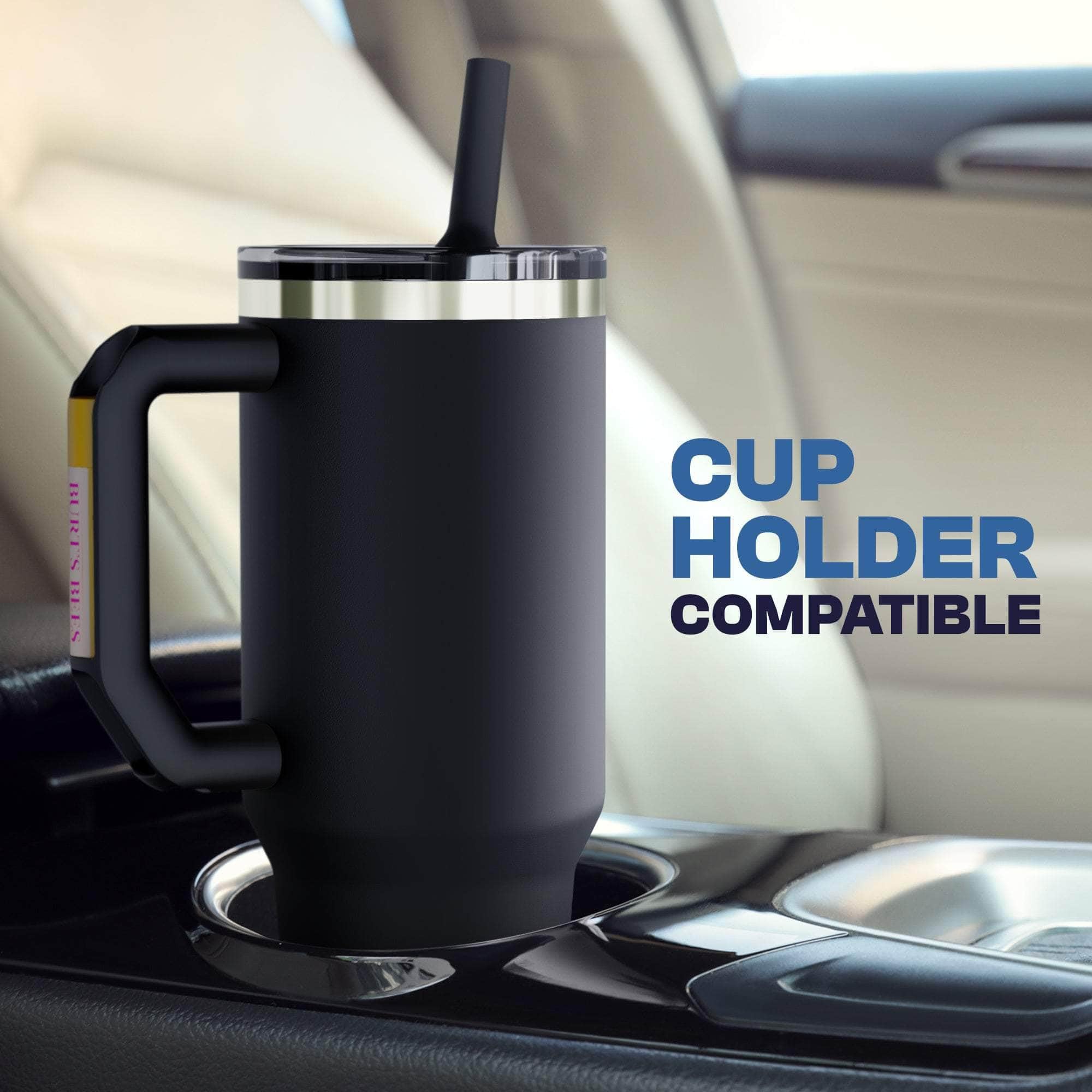 Frost Buddy Thicc Buddy - 50oz Vacuum Insulated Stainless Steel Tumbler with Lid & Straw - Leakproof Travel Mug for Hot & Cold Drinks - Fits Car Cup Holders - Perfect Gift for Men & Women (Black) - Ideal for Office, Gym, Hiking, and Road Trips
