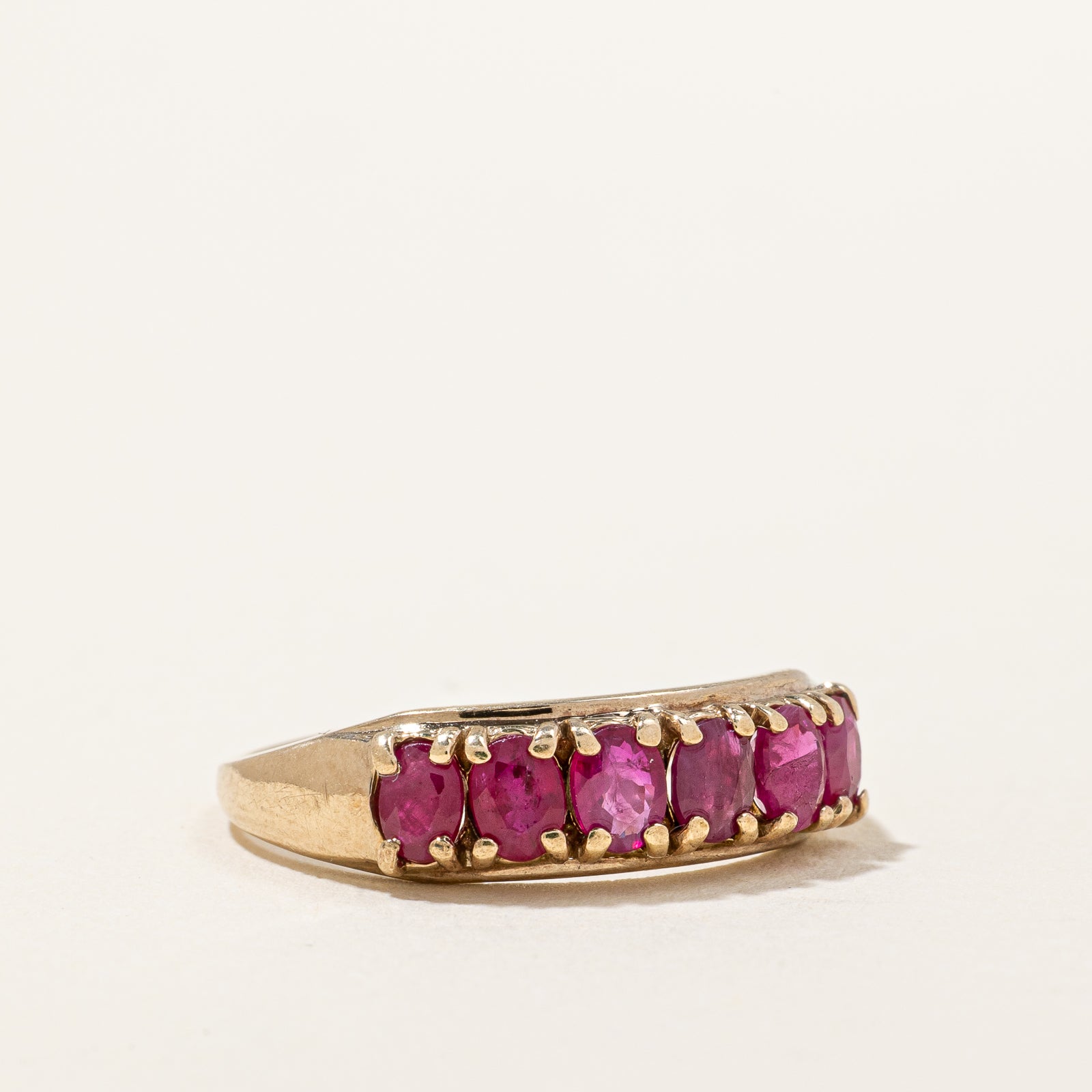 1.20ctw Oval Cut Ruby Ring in 14K Gold - Size 6.75 | Elegant Six Stone Engagement Ring for Women | Perfect for Valentine's Day, Anniversary & Proposal Gifts