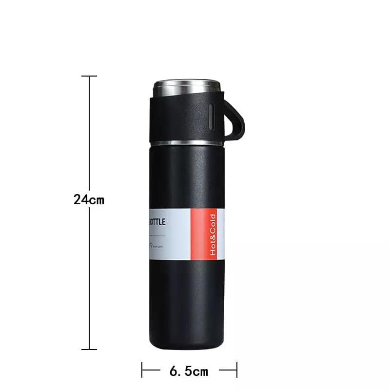 Premium Double Wall Stainless Steel Vacuum Insulated Water Bottle - 500ML Leakproof Thermos for Hot & Cold Drinks, Comes with 2 Cups - Ideal for Travel, Camping, Office & Gym - Great Gift for Coffee & Tea Lovers (Multicolor Options)