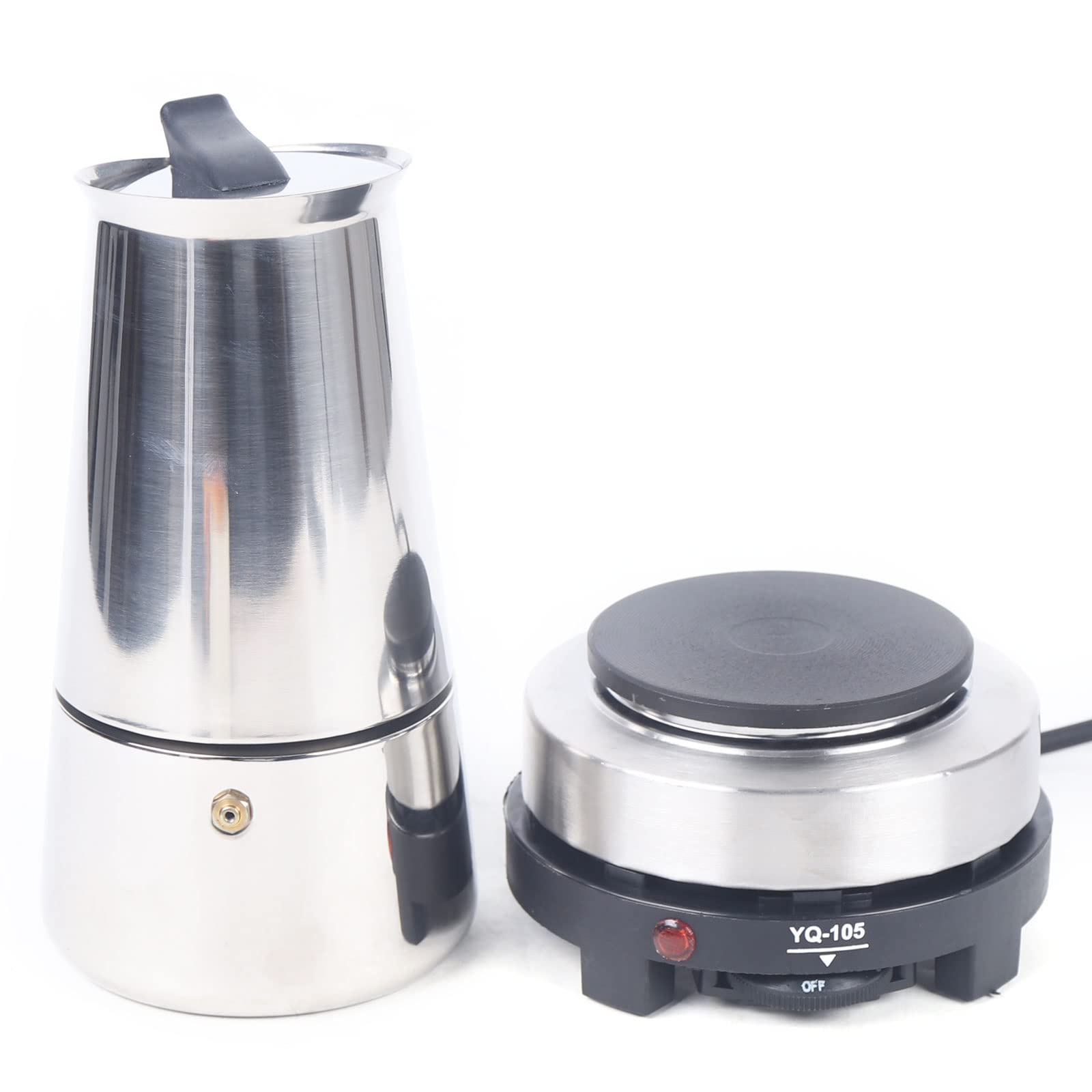 9 Cups Electric Stovetop Espresso Maker - Stainless Steel Moka Pot for Italian & Cuban Coffee (450ml) | Perfect for Home Brewing, Camping & Office Use