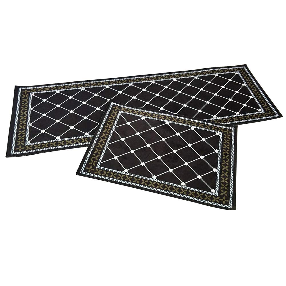 Anti-Fatigue Kitchen Mat Set of 2 - Non-Slip Waterproof Memory Foam Floor Mats for Standing Desk, Sink, Office & Home Kitchen - Comfortable Cushioning for Cooking, Dishwashing & Long Work Hours (8C)