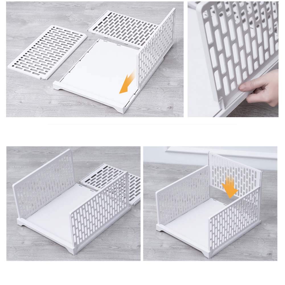 2-Pack Stackable Plastic Wardrobe Drawer Organizers - White Closet Storage Boxes with Dividers for Clothes, Toys & Snacks | Space-Saving Shelves for Bedroom, Kids Room & Dorm Organization