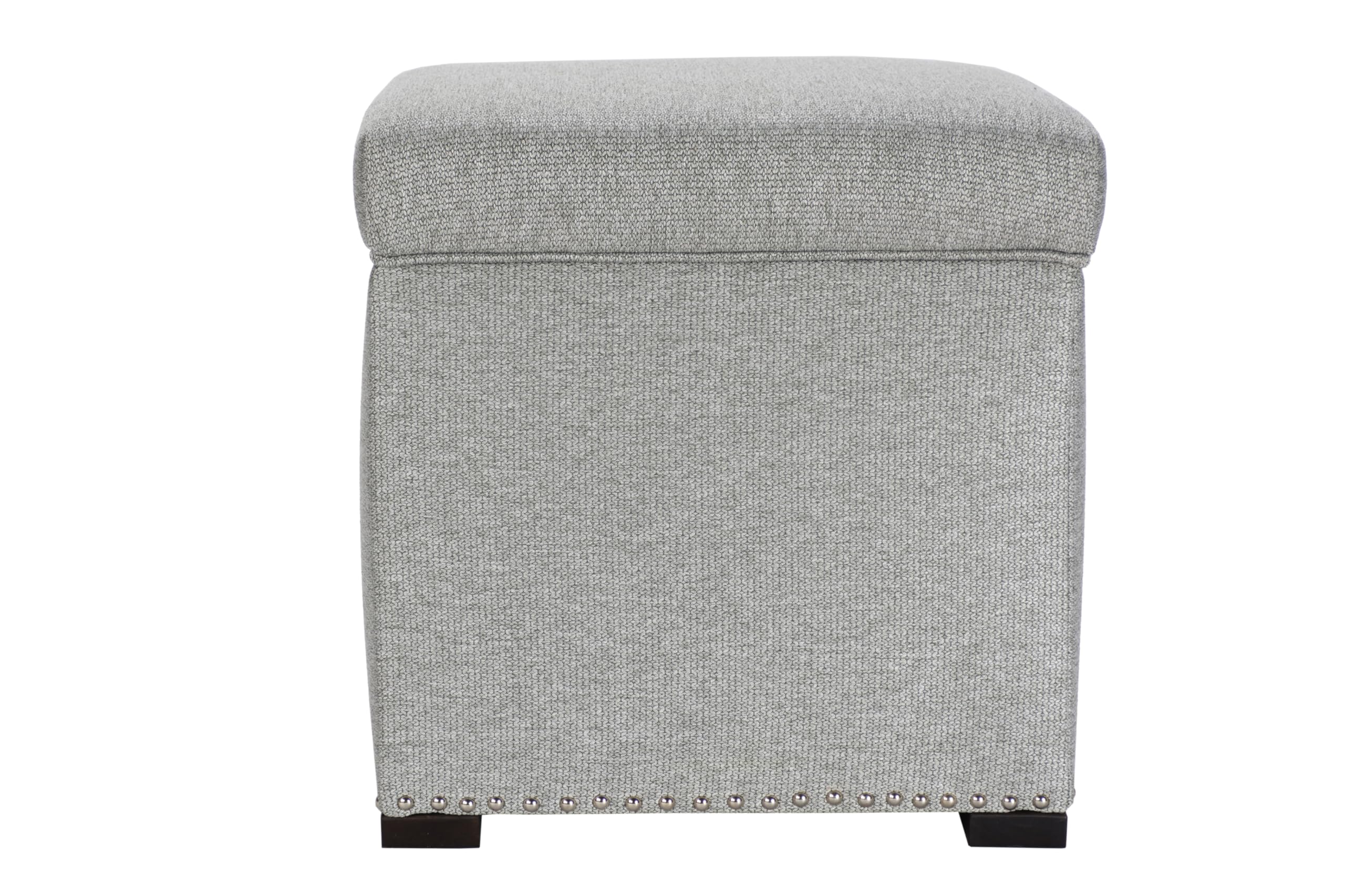 MJL Furniture Designs Tami Square Fabric Upholstered Storage Ottoman with Removable Cushion - Stone Gray - Versatile Living Room Footrest, Coffee Table & Hidden Storage Solution