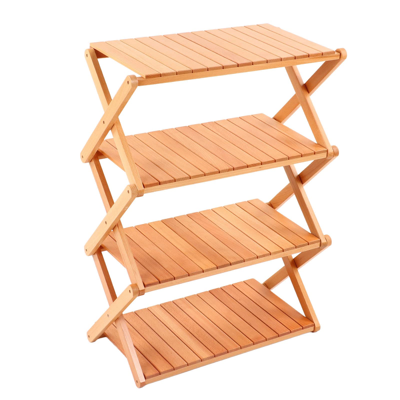 CHICIRIS Portable Folding Camping Table - Solid Wood Outdoor Picnic Table with Multi-Layer Storage for BBQ, Hiking, Road Trips & Backyard Gatherings