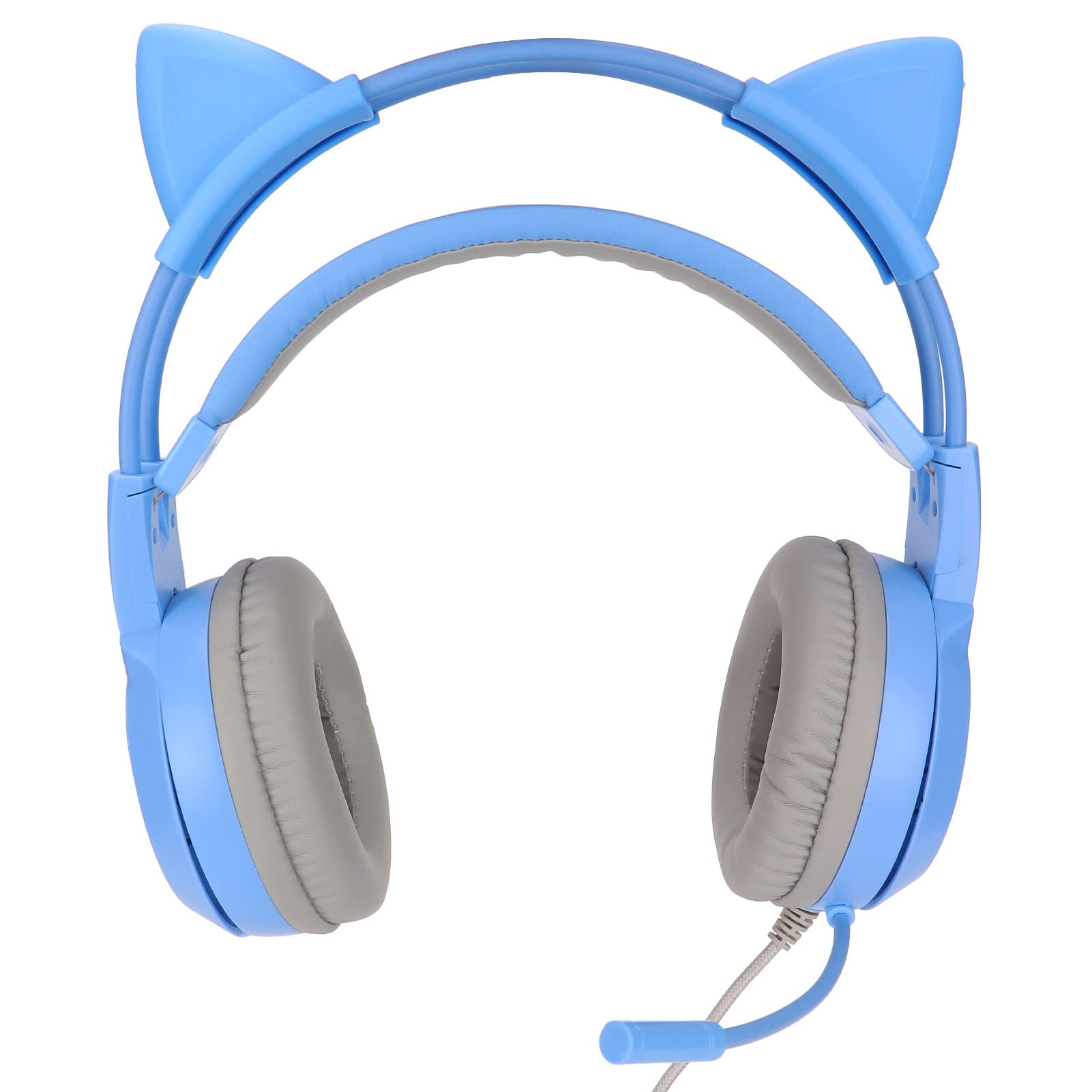 Wireless Cat Ear Gaming Headset with Noise Cancelling & Omnidirectional Mic - Plug & Play Lightweight Headphones for PC, Xbox One, PS5 - Perfect for Girl Gamers, Streaming & Online Classes (Blue)