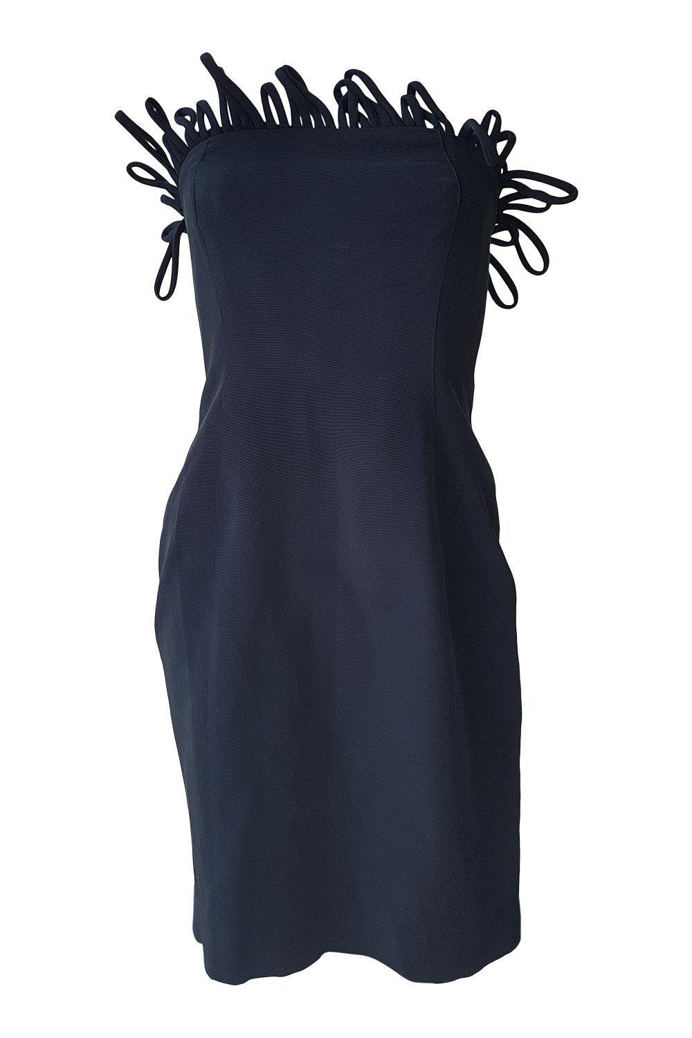 BEN DI LISI Benedetto Black Fitted Bandeau Dress - UK Size 10 | Slimming Bodycon Evening Gown for Cocktail Parties, Date Nights & Special Occasions