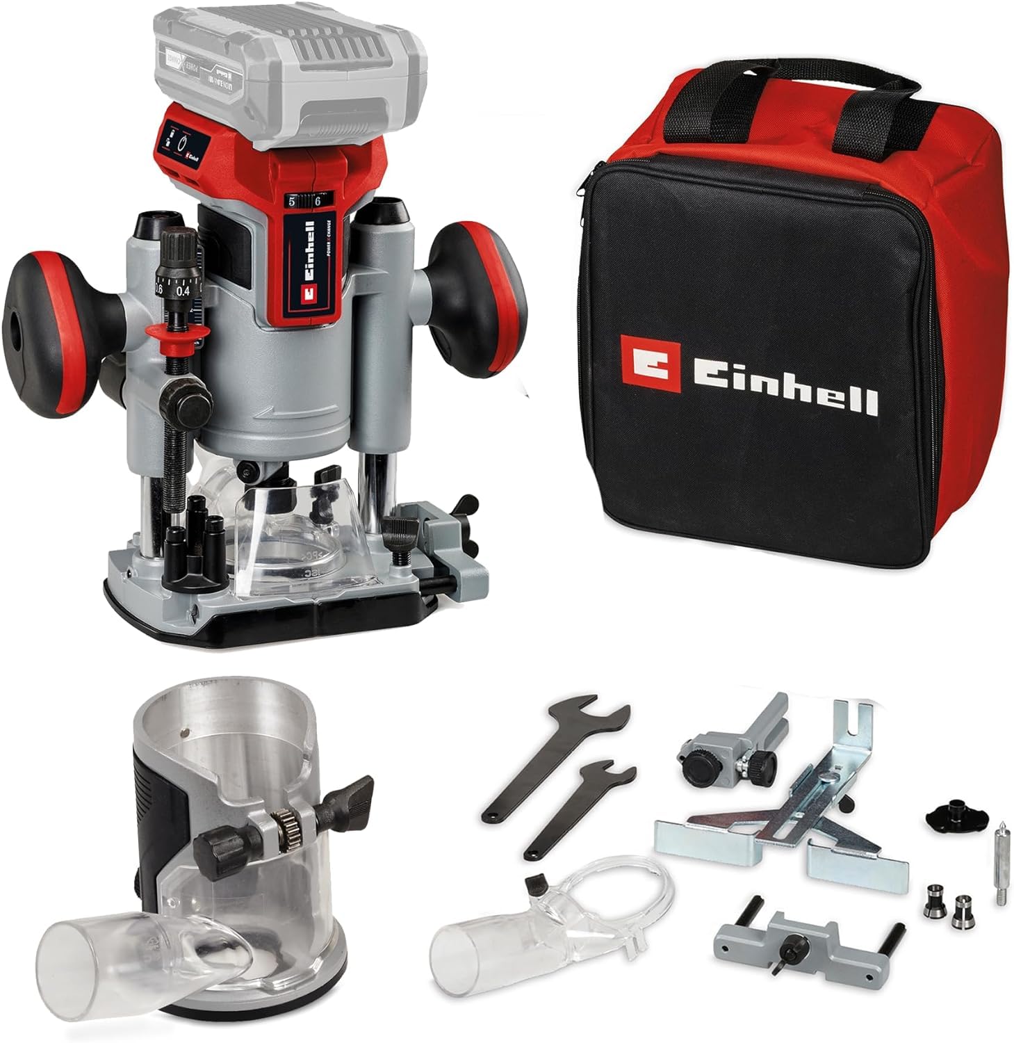 Einhell TP-RO 18 Cordless Brushless Router Set - 18V Lithium-Ion Edge Trimmer with Depth Adjustment, Accessories & Carry Case (Battery Not Included) - Perfect for Woodworking, DIY Projects & Professional Carpentry