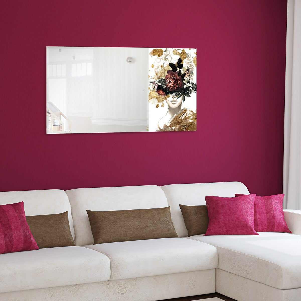 Be Yourself II Rectangular Beveled Mirror - Free Floating Printed Tempered Art Glass - 24