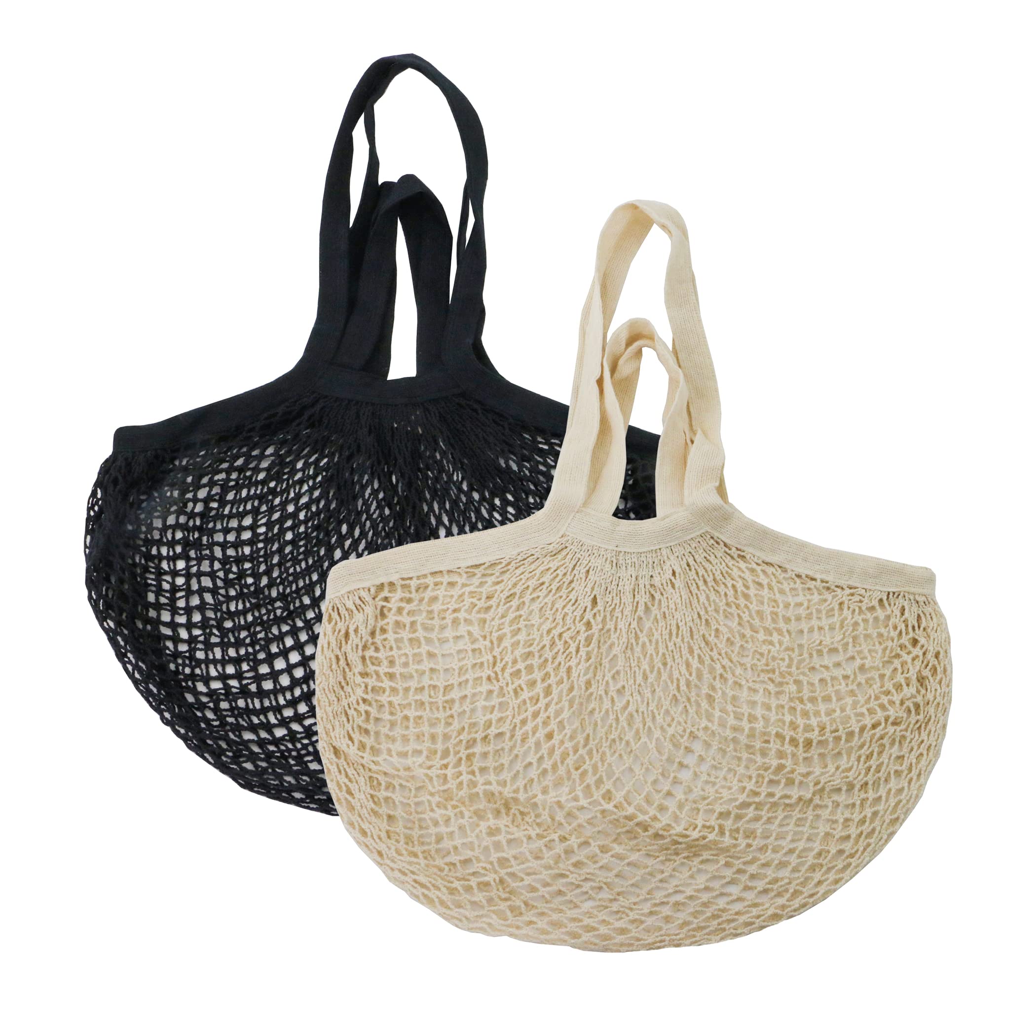 Premium Organic Cotton Heavy Duty Double Handle String Bag - Eco-Friendly Reusable Shopping Tote for Groceries, Beach & Farmers Market