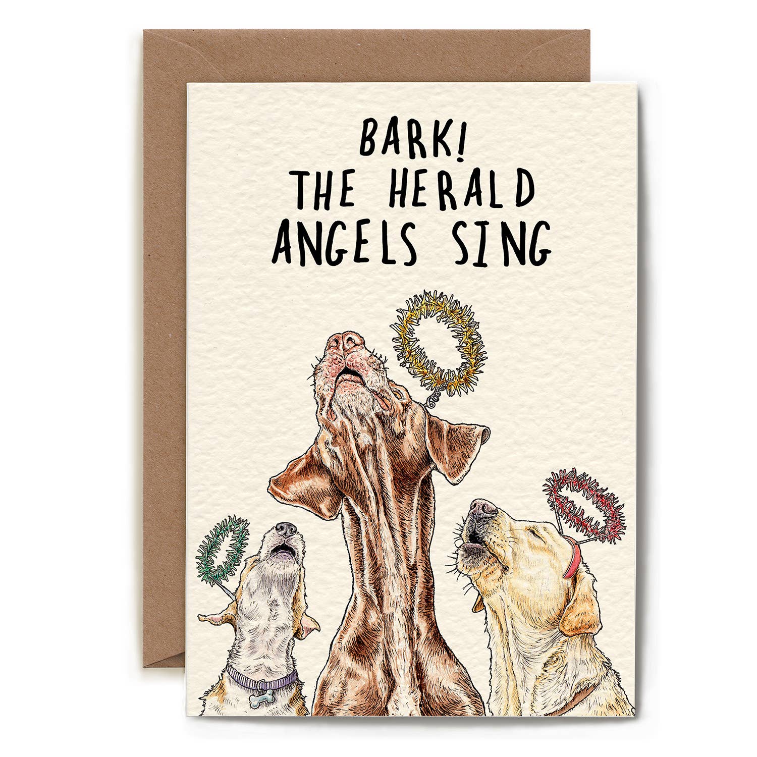 Hester & Cook Bark the Herald Angels Sing Greeting Card - Christmas Holiday Stationery for Festive Celebrations, Gifts & Correspondence