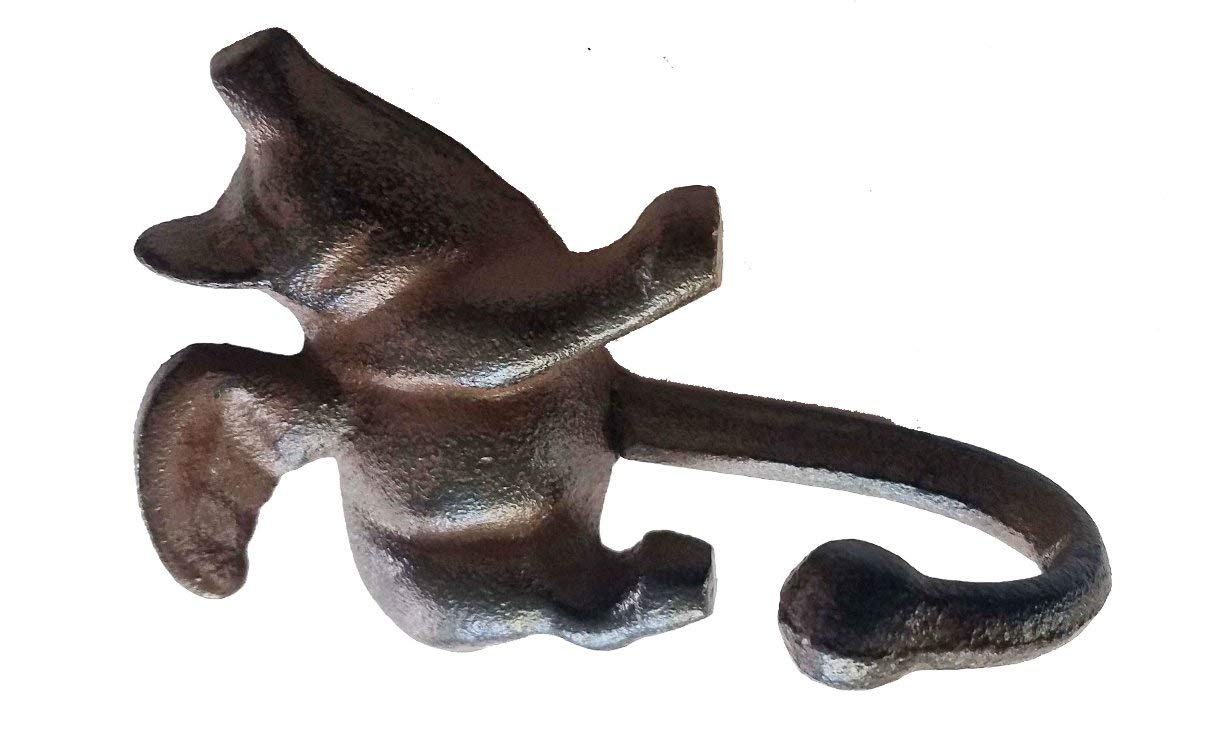 TLT Pair of Flying Pig Hooks - Brushed Brown Cast Iron Wall Hooks for Kitchen, Bathroom & Home Decor - Durable & Stylish Storage Solution