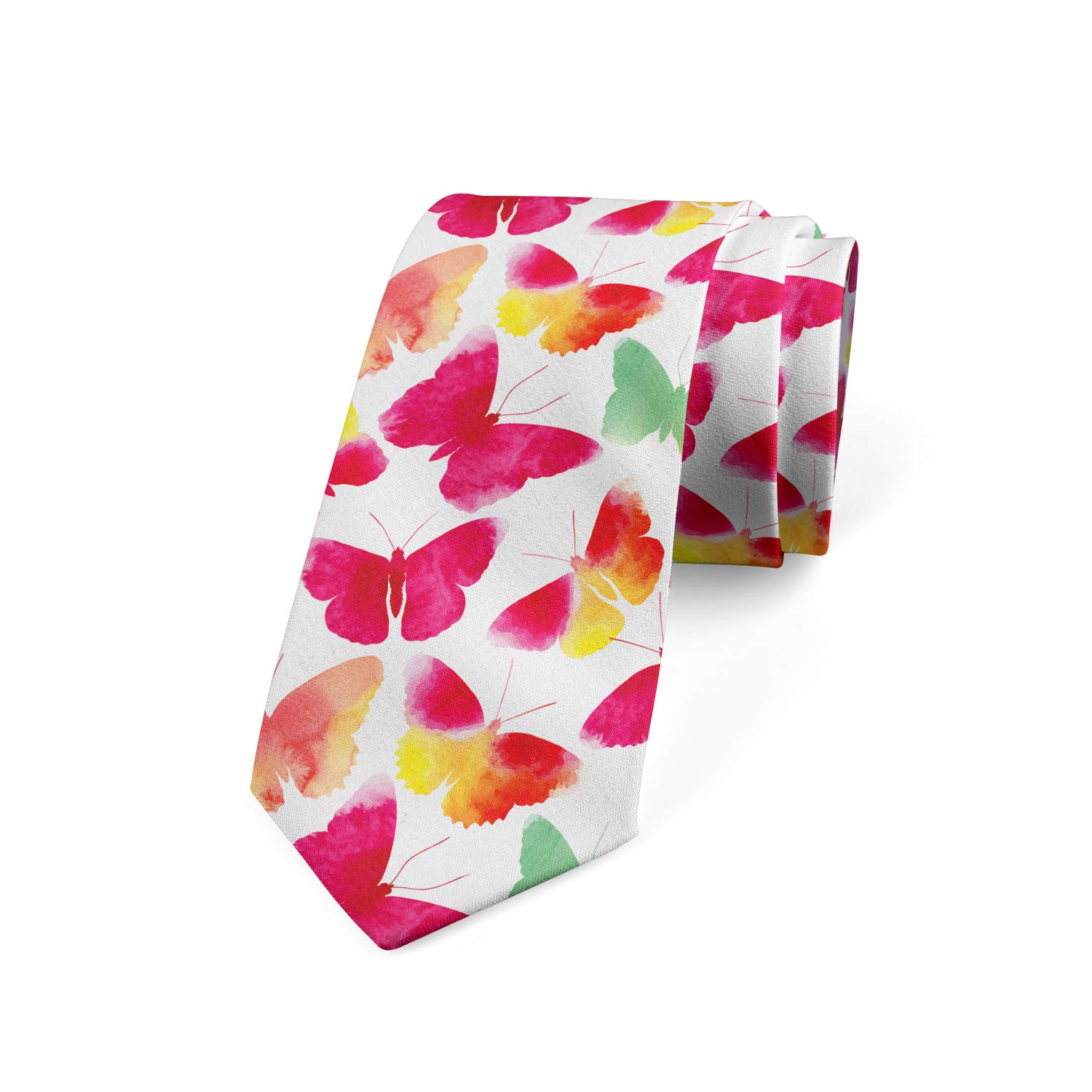 Ambesonne Watercolor Butterflies Necktie - 3.7