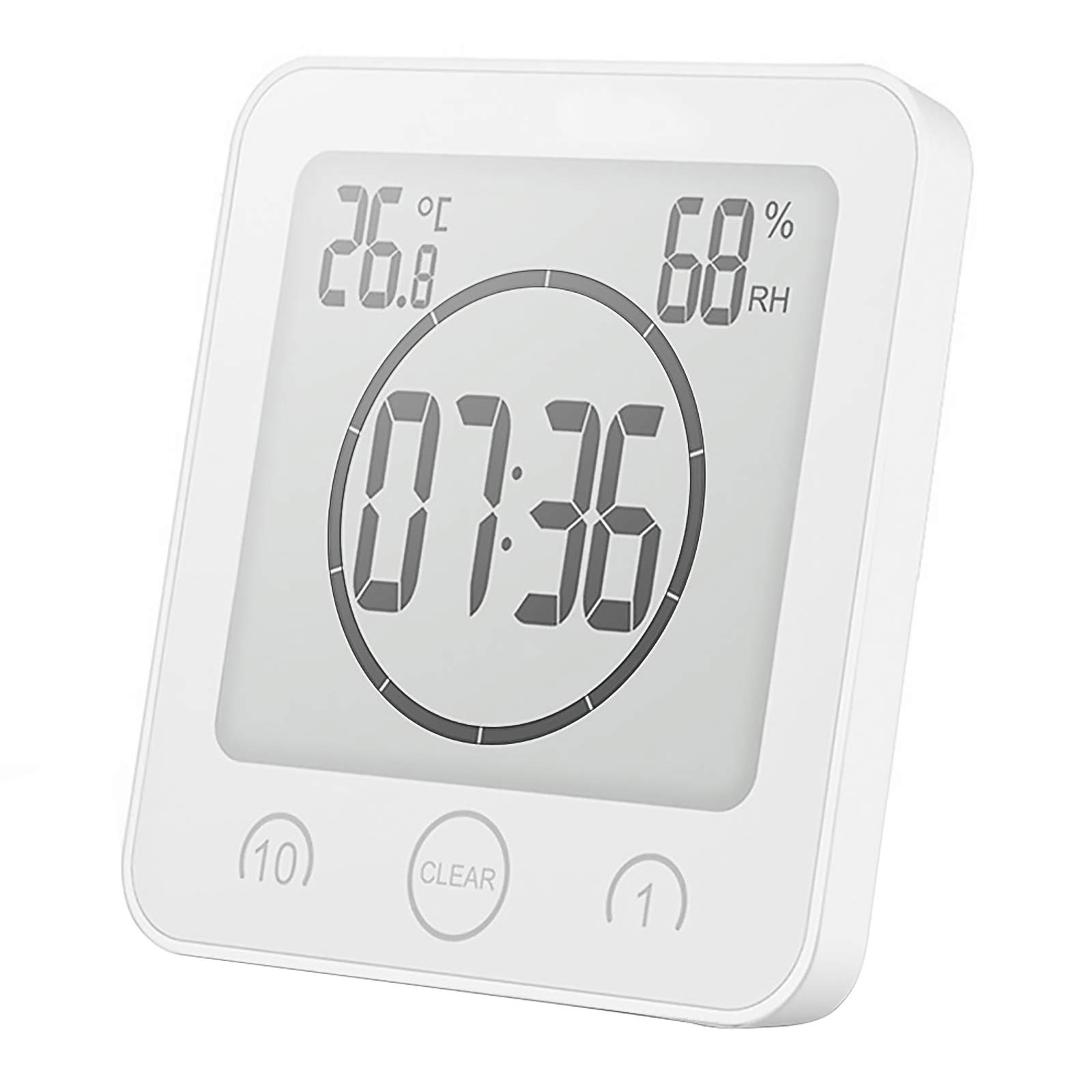 Blingbin Digital Alarm Clock with Temperature & Humidity Sensor, Waterproof, Timer - Perfect for Bathroom, Kitchen, Bedroom, Office
