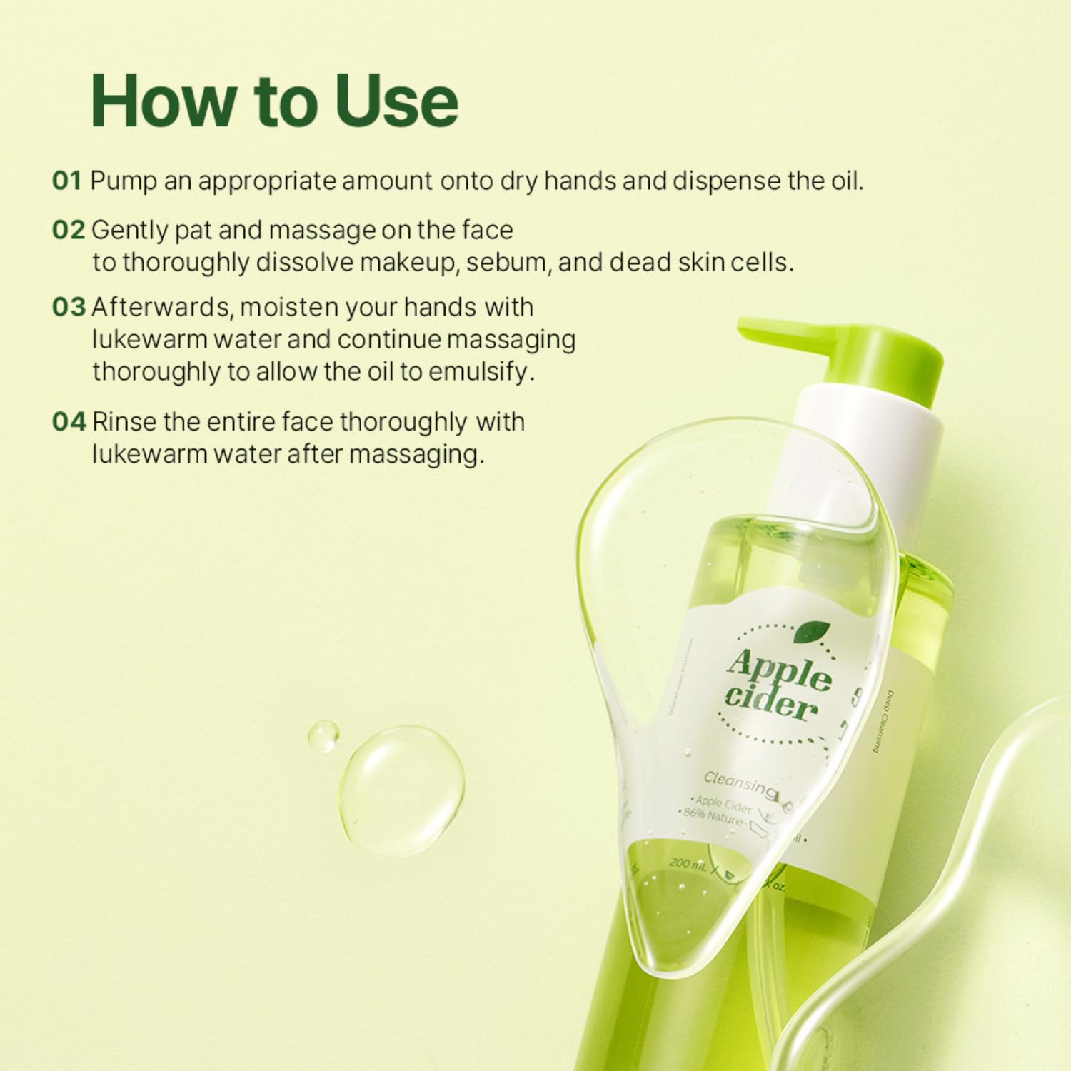 Ariul Apple Cider Vinegar Cleansing Oil - Hydrating Makeup Remover with Purifying Apple Cider Vinegar for Pore Care | Korean Skincare for Dry & Sensitive Skin | 200ml / 6.76 fl oz | Perfect for Daily Deep Cleansing & Double Cleansing Routine
