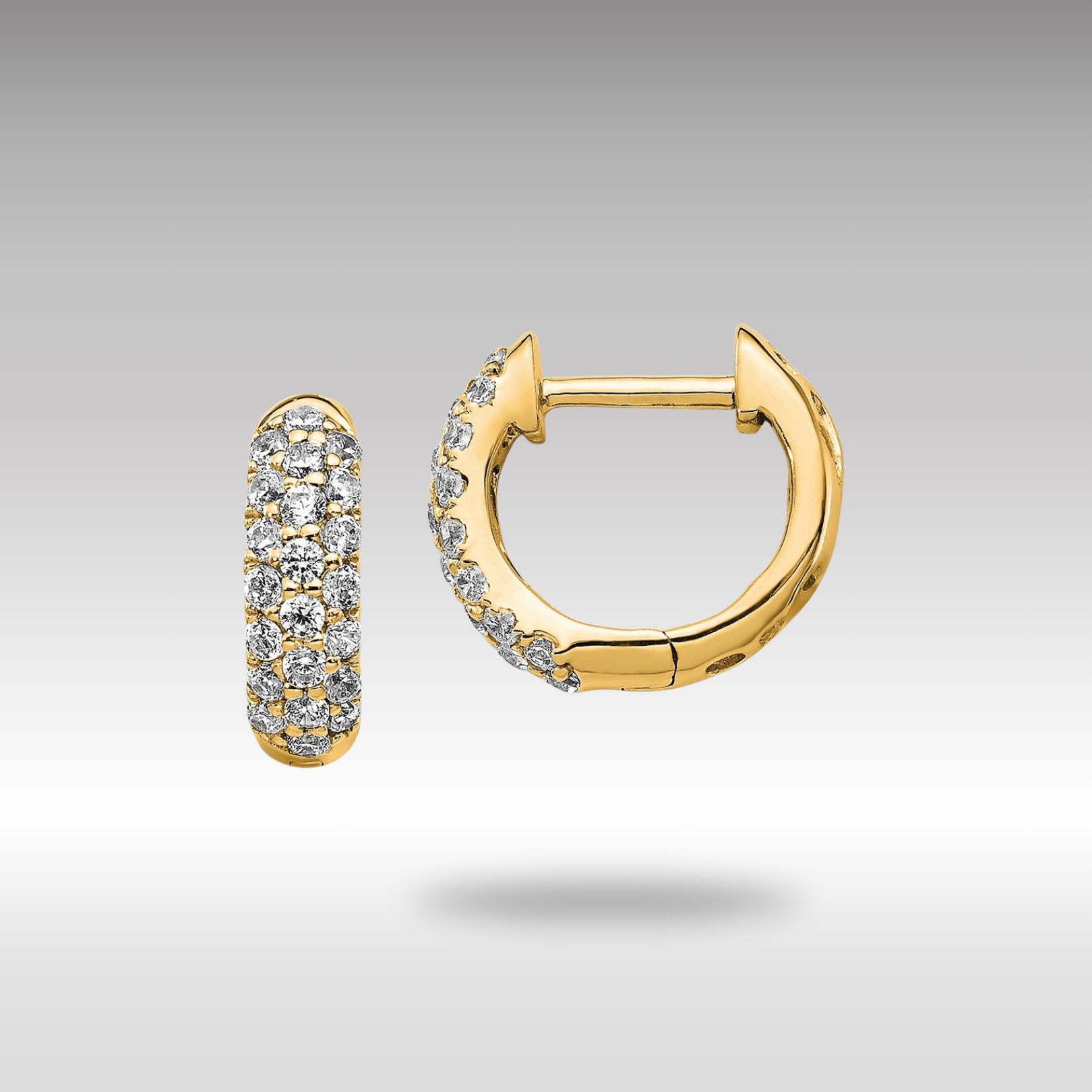 14K Gold Diamond Hinged Hoop Earrings - Elegant Dangle Hoops for Women | Model EM5386 050 YA | Perfect for Weddings, Parties & Everyday Wear