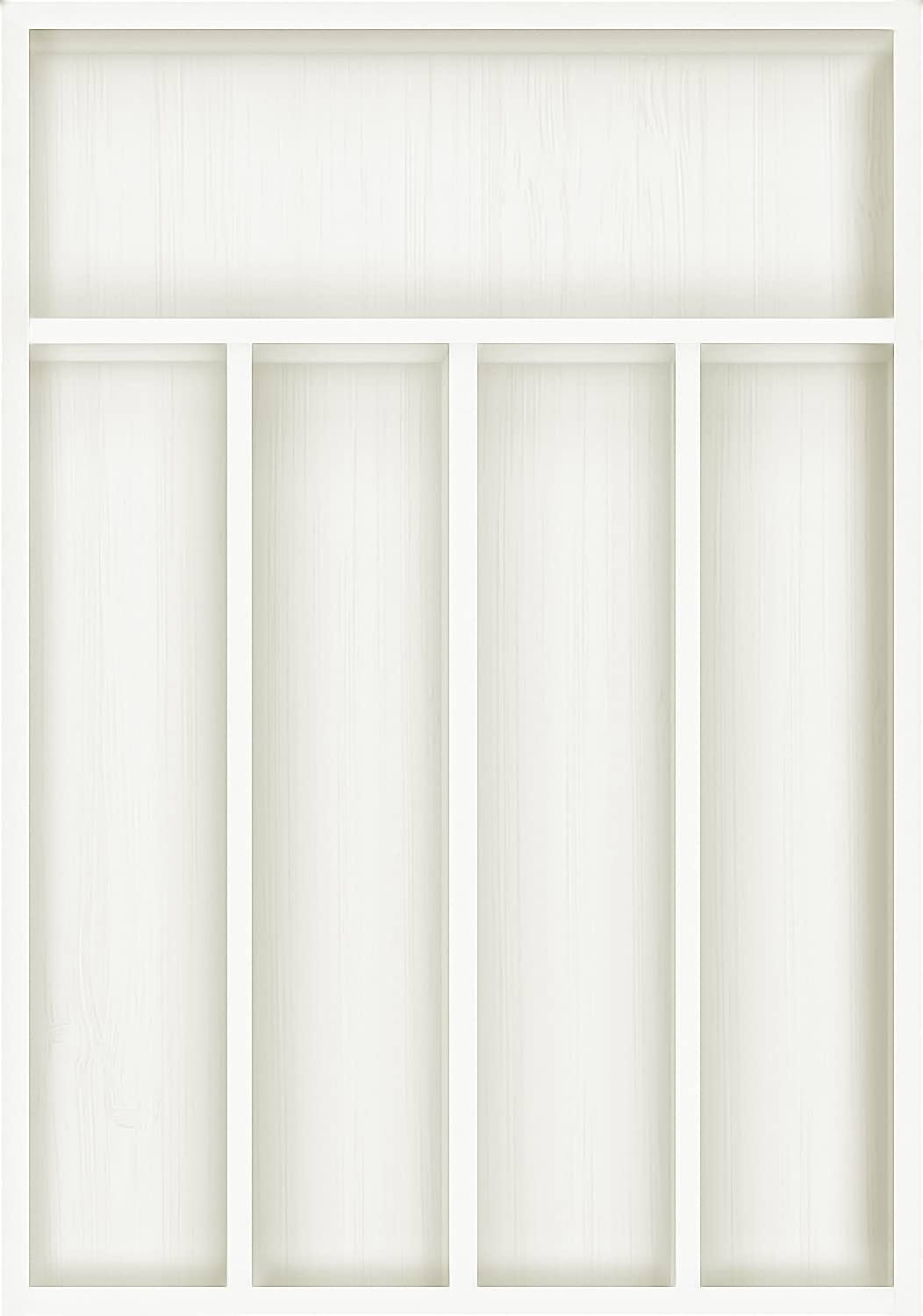Utopia Kitchen Silverware Organizer - 5 Compartment Bamboo Drawer Organizer for Cutlery, Utensils & Flatware (White) - Perfect for Kitchen Drawer Storage & Organization - Pack of 1