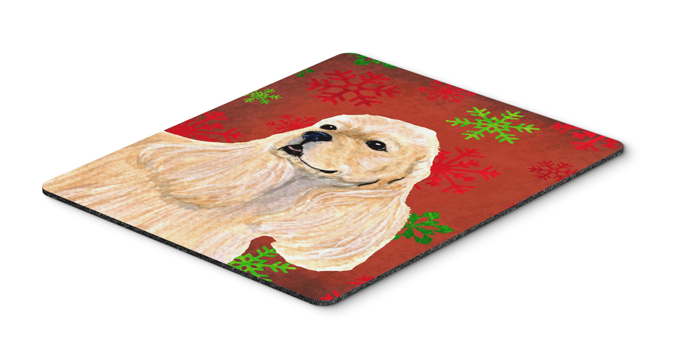 Buff Cocker Spaniel Christmas Mouse Pad - Red & Green Snowflakes Design | Large Washable Mouse Mat for Office, Gaming & Laptop Use | Perfect Holiday Gift for Home & Work