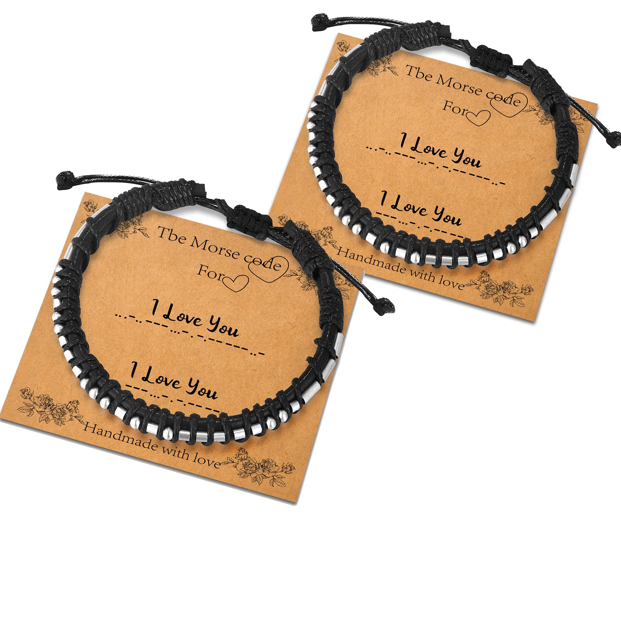 Adjustable Sterling Silver Morse Code Bracelet for Women & Men - Inspirational Leather Friendship Jewelry Gift for Birthday, Anniversary & Daily Wear