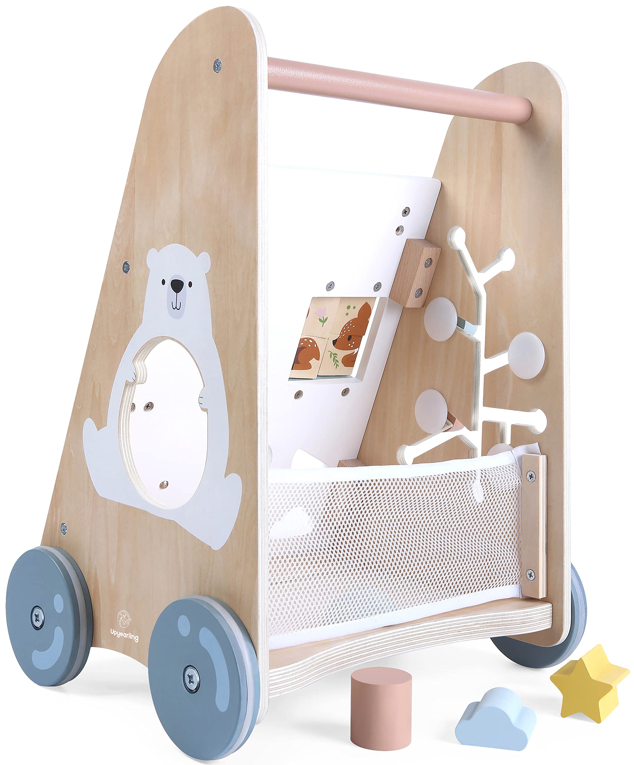 Montessori Wooden Baby Walker - Push Toy for 10-12 Months & 1-3 Year Old Boys & Girls - Learning Activity Center for Early Childhood Development - Perfect for First Steps & Indoor Playtime