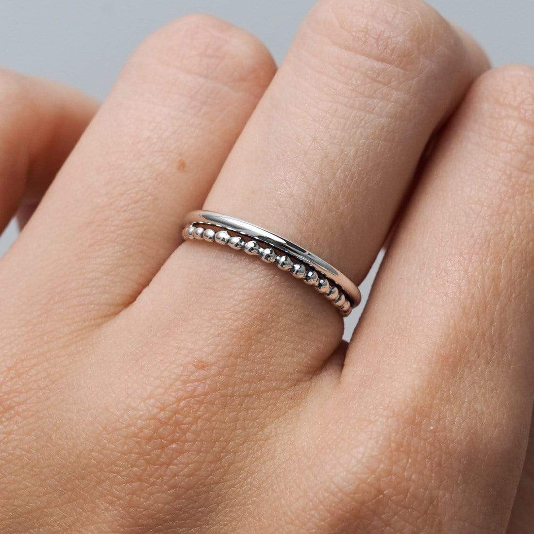 Elegant Tapered Beaded Ring for Women - Dainty Stackable Gold or Silver Jewelry - Perfect for Everyday Wear, Gifts & Special Occasions