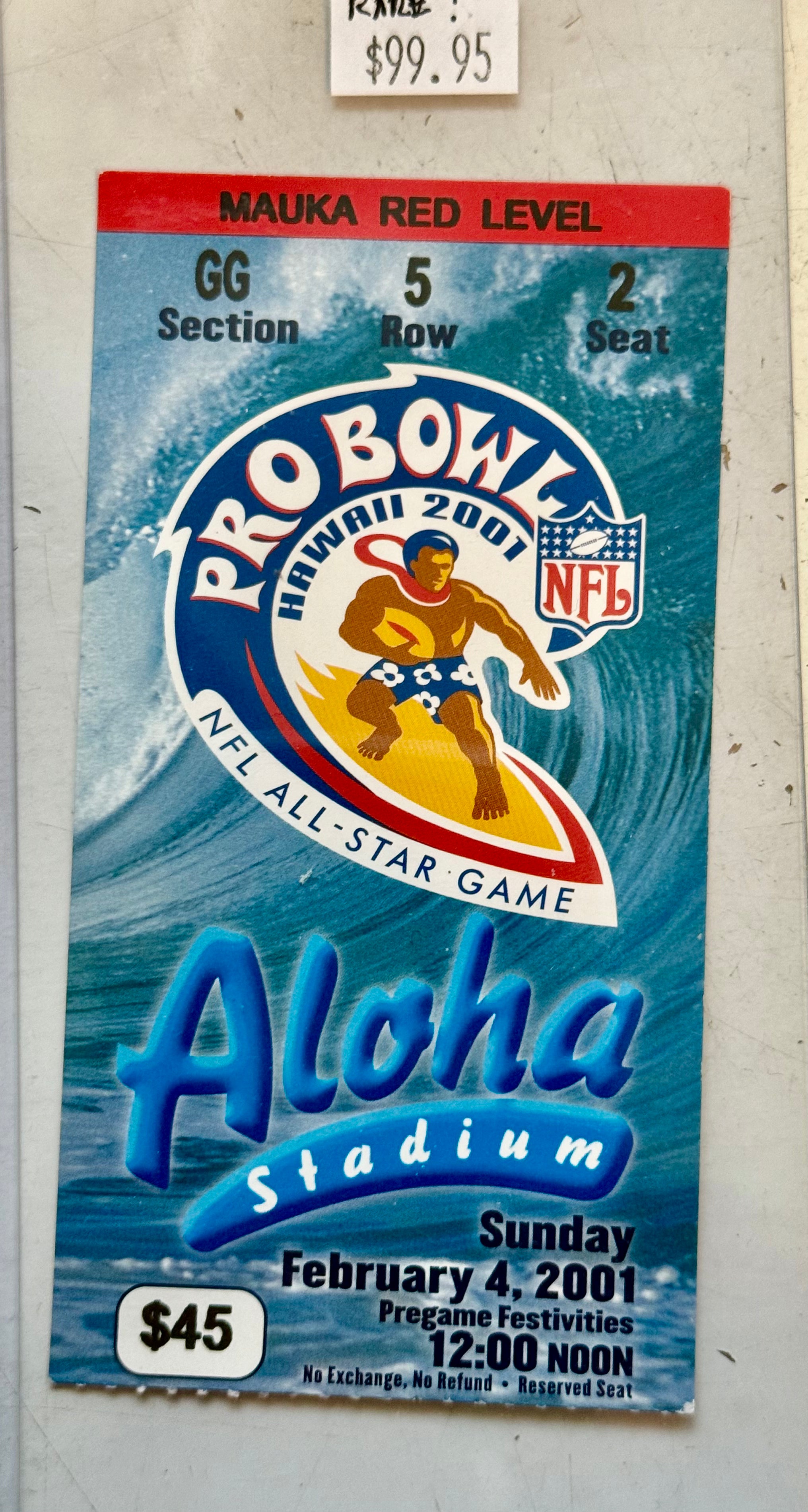 2001 Pro Bowl Hawaii Official Game Ticket - Rare Collectible Football Memorabilia for Sports Fans & Collectors - Perfect for Framing, Display, or Gift Giving