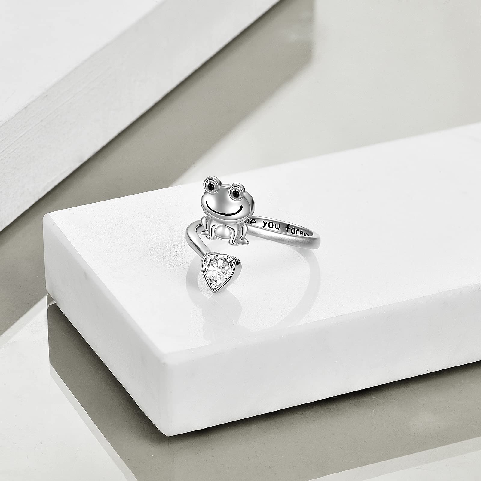 925 Sterling Silver Anxiety Relief Rings for Women & Men - Frog, Wolf, Dragonfly, Hummingbird, Fox, Elephant, Panda, Red Panda & Angel Wings Designs | Open Adjustable Rings for Stress Relief, Meditation & Everyday Wear