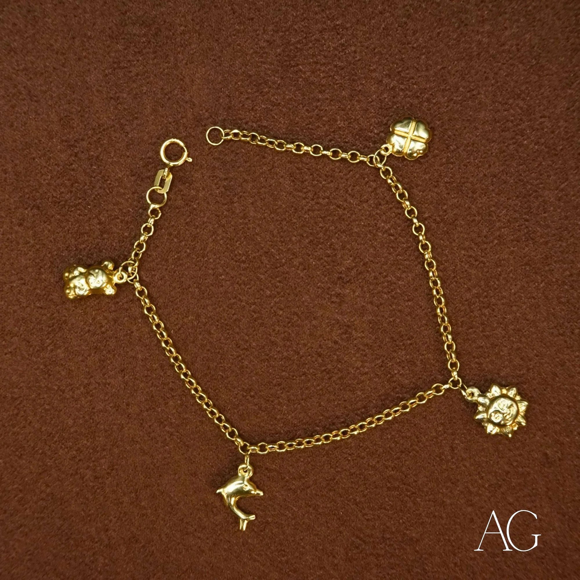 18K Gold Charm Bracelet for Kids - Elegant & Durable Jewelry Gift for Girls, Birthday, Christmas & Special Occasions
