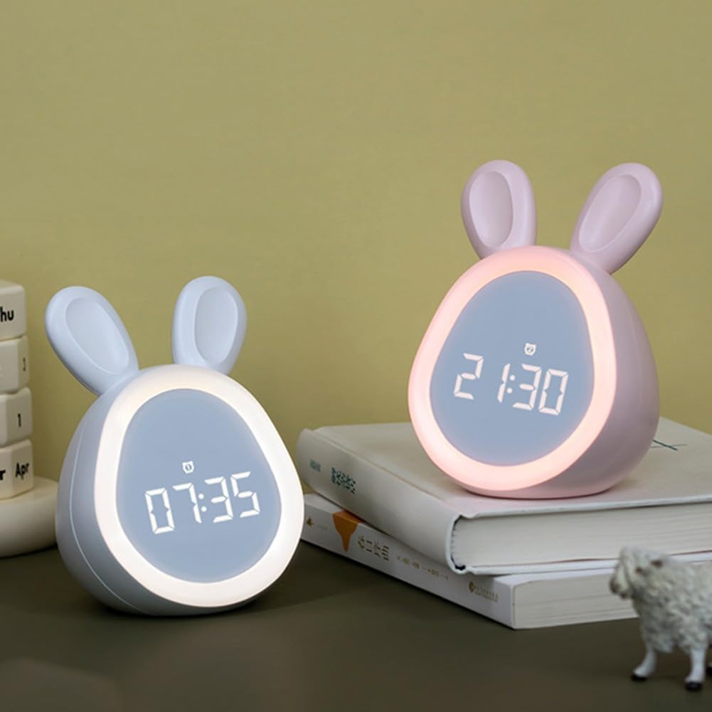 PETSTIBLE Digital Alarm Clock with LED Display, Night Light & Stepless Dimming - Perfect for Kids, Bedrooms & Home Use (White)