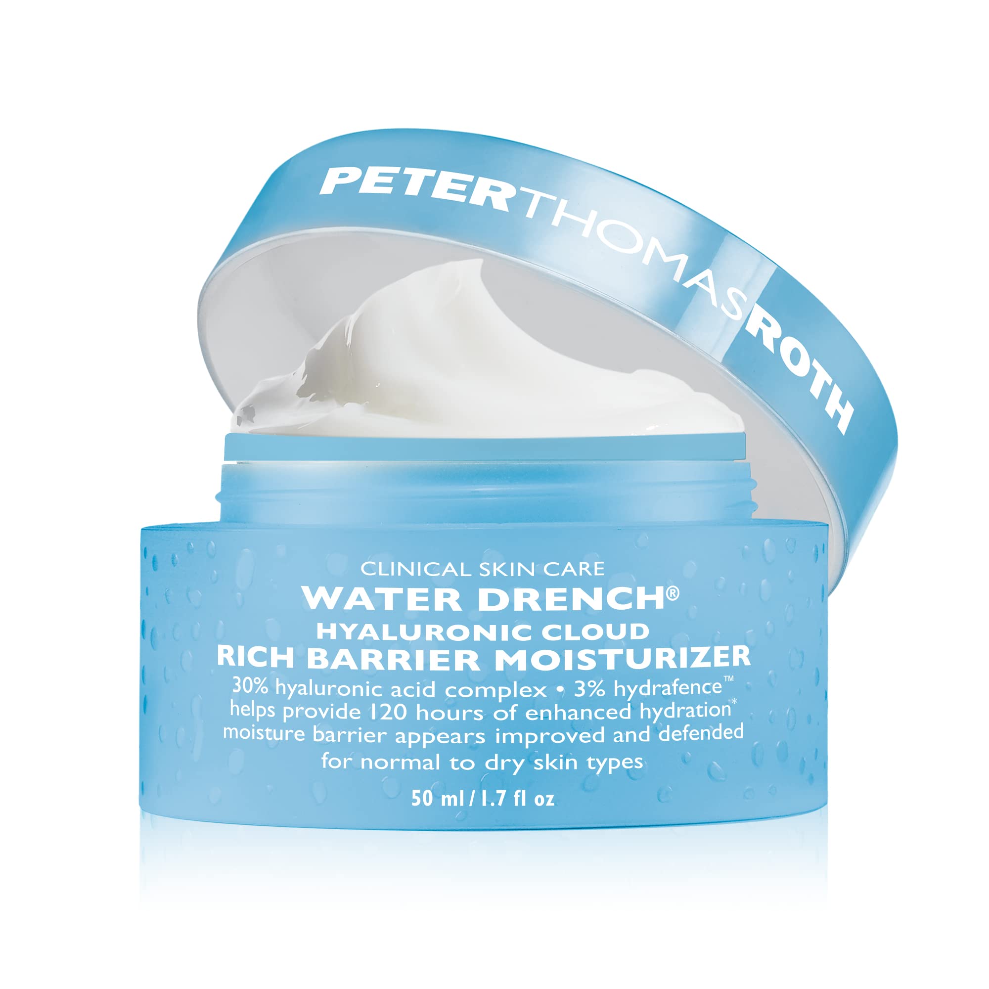 Peter Thomas Roth Water Drench® Hyaluronic Cloud Rich Barrier Moisturizer - Hydrating Face Cream with Hyaluronic Acid for Dry Skin, Skin Barrier Repair - Perfect for Daily Skincare Routine & Nighttime Hydration