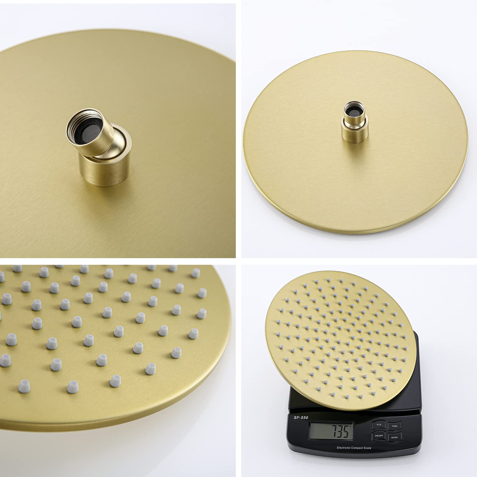 10 Inch Brushed Gold Rain Shower Head - High Pressure Stainless Steel Waterfall Showerhead with Full Body Coverage - Perfect for Luxurious Spa-like Bathroom Experience