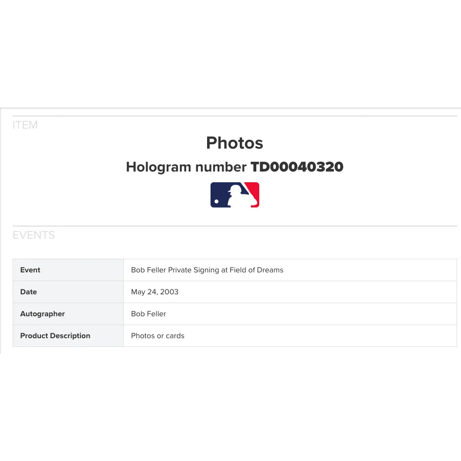 Bob Feller Signed Autographed 8x10 Photo - Cleveland Indians MLB Hof No-Hitter Inscribed with COA | Perfect for Sports Memorabilia Collectors and Baseball Fans Display