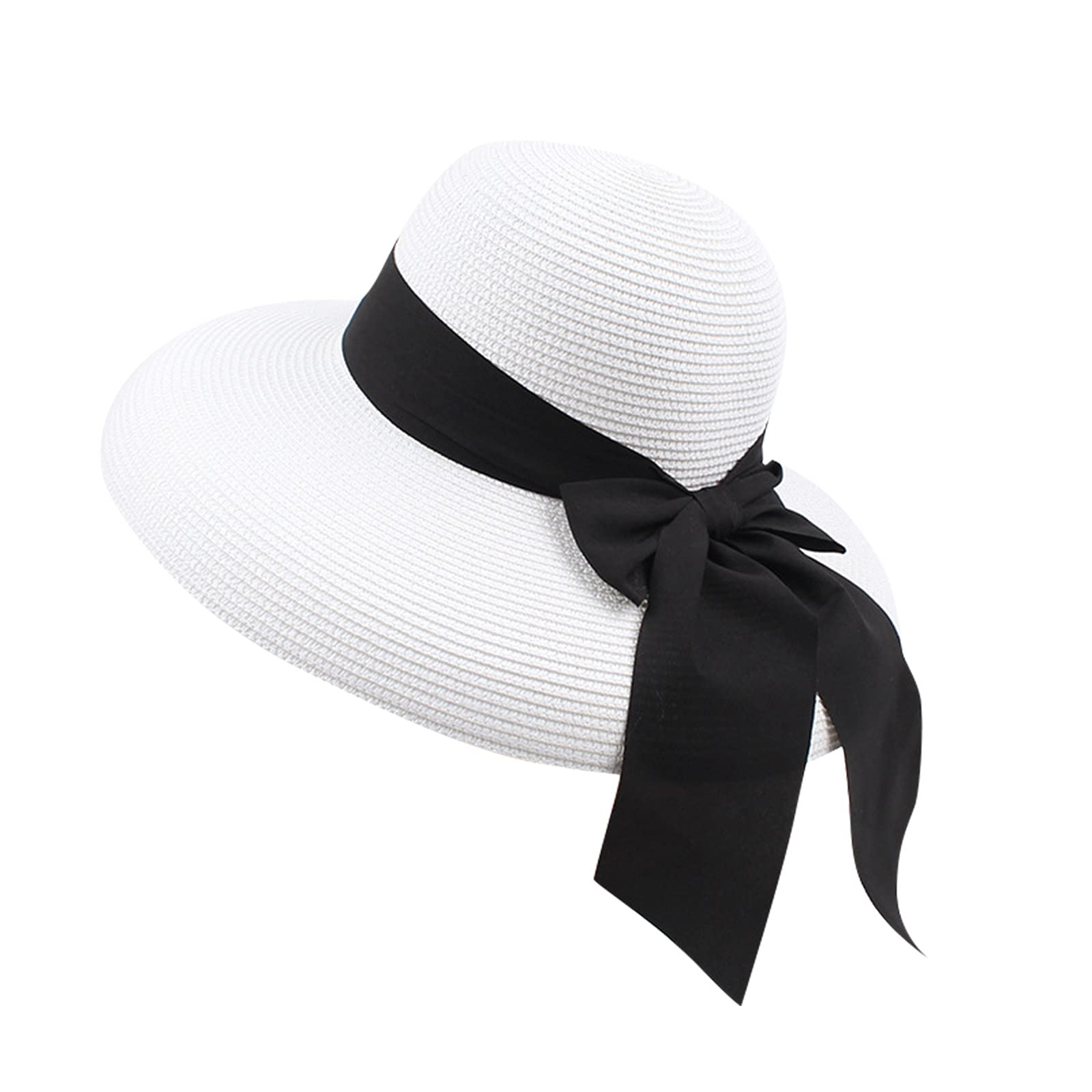 Easter Hats for Girls - UV Protection Straw Summer Hat for Women, Foldable Sun Hat with Bow for Beach, Outdoor, and Travel | Fashionable & Dry Fit Cap