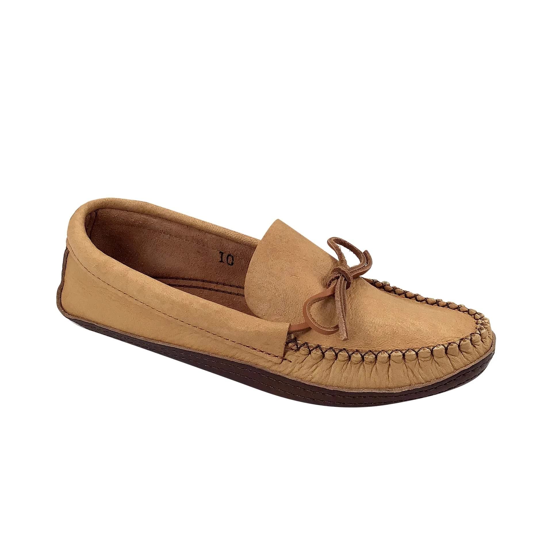 Premium Men's Moose Hide Leather Earthing Moccasins with Heavy Oil Tan Sole - Comfortable Indoor/Outdoor Grounding Shoes for Relaxation & Wellness