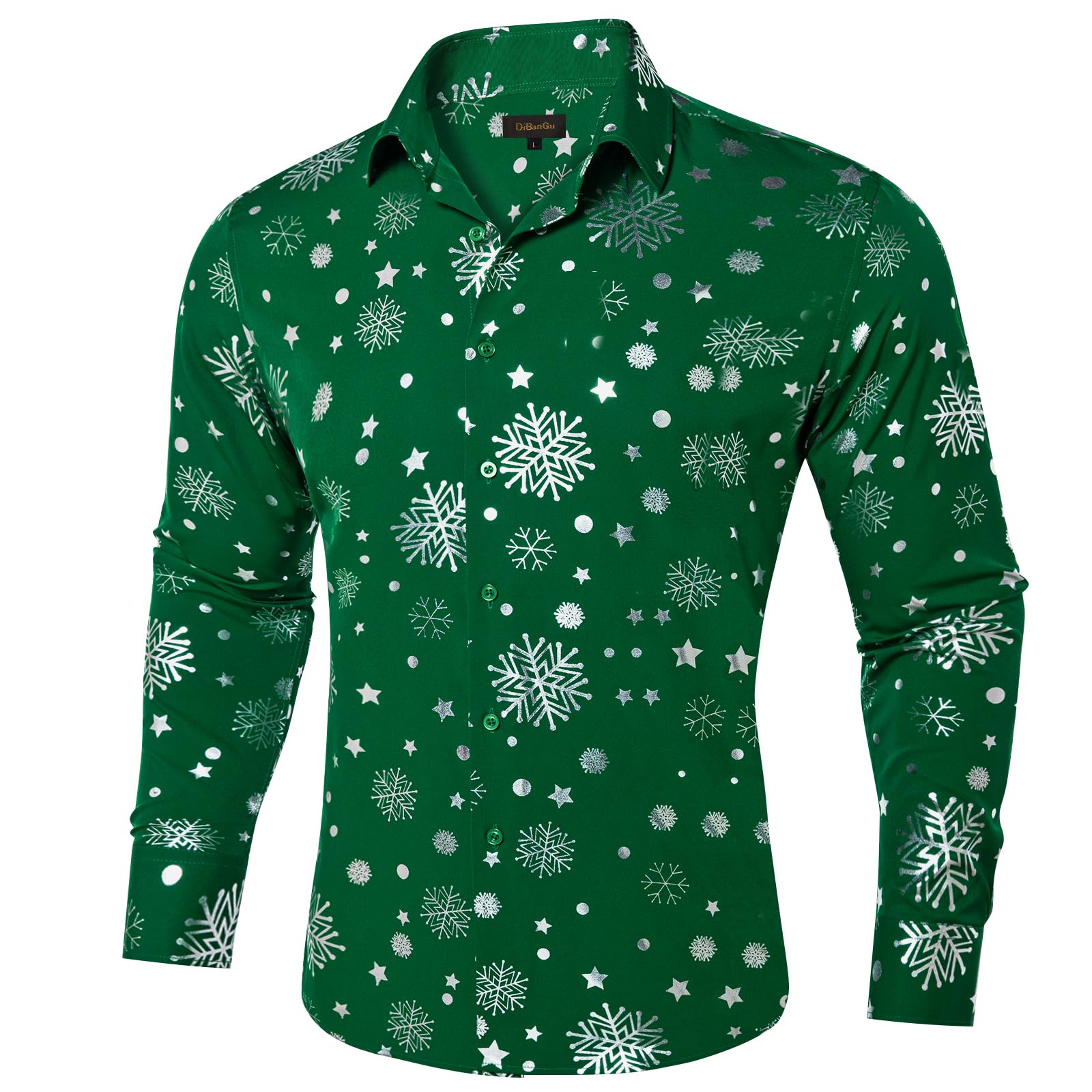 Men's Christmas Dress Shirts - Casual Holiday Long Sleeve Button Down Shirts for Xmas Parties, Festive Office Wear & Vacation Outfits | DiBanGu