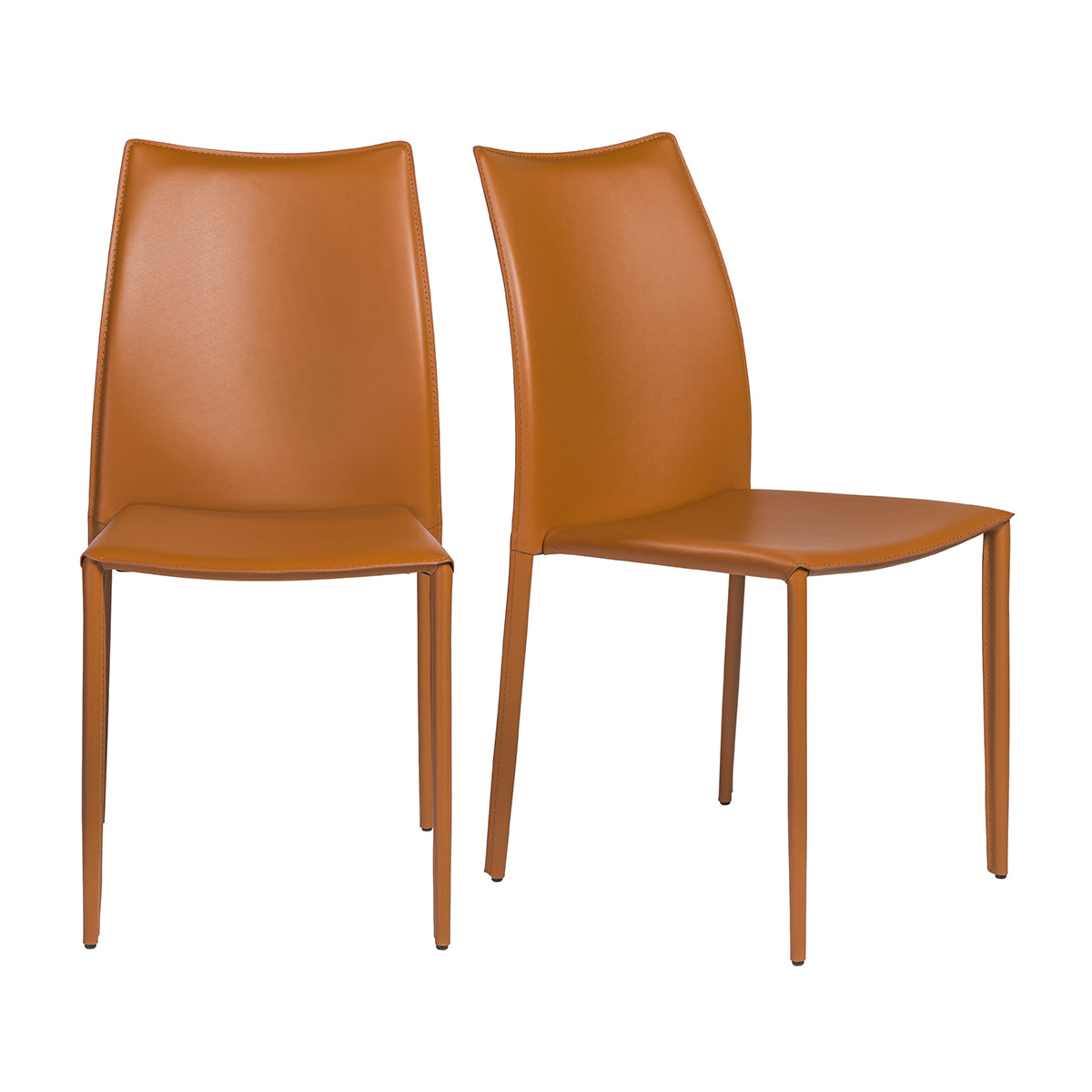 Euro Style Dalia Stacking Side Leather Chairs - Set of 2, Modern Stackable Dining Chairs for Small Spaces, Kitchen, Office or Outdoor Use