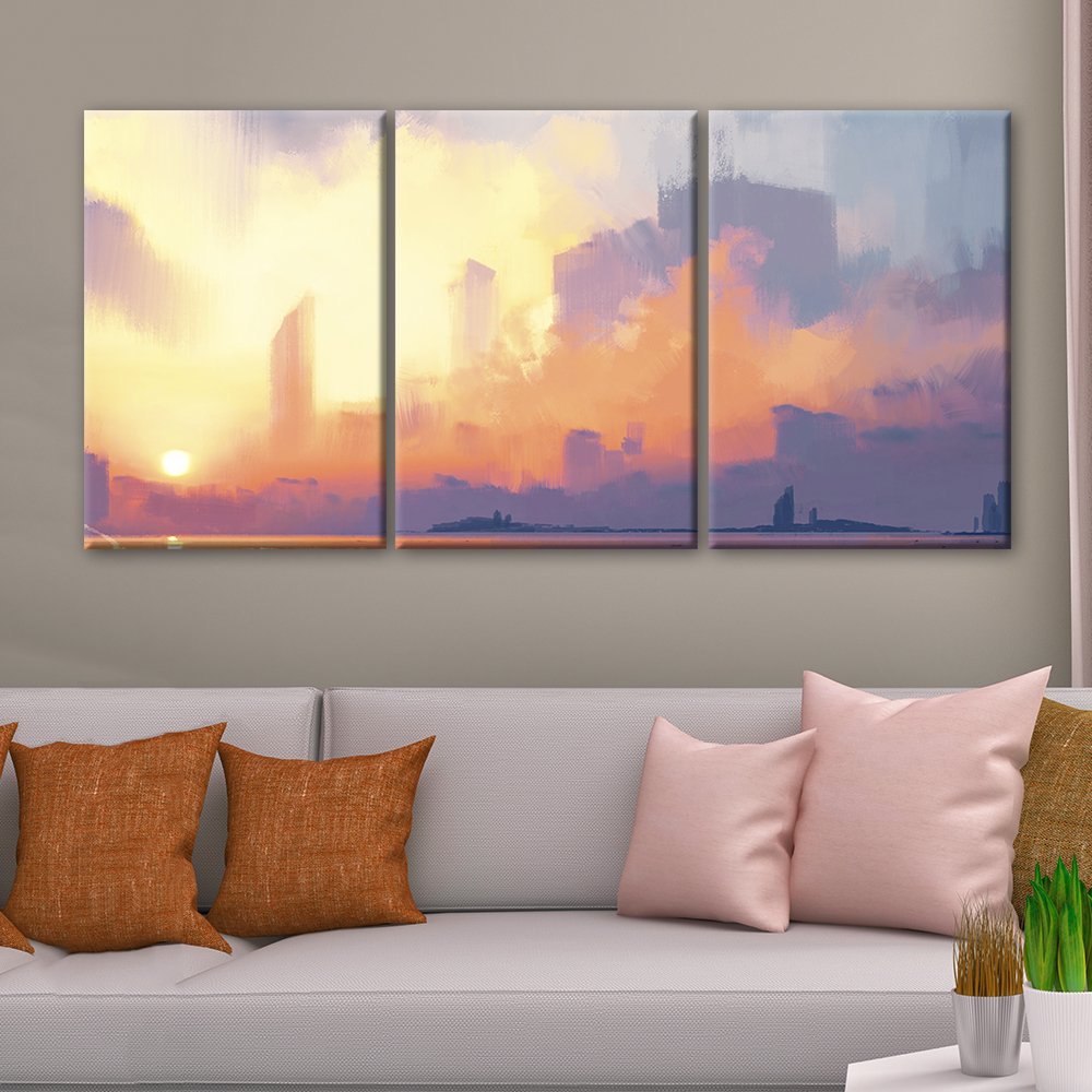 Wall26 3-Piece Canvas Wall Art - Abstract Ocean Seascape Oil Painting Style Giclee Print - Modern Gallery Wrapped Ready-to-Hang Wall Decor (24x36 Inches Each, Set of 3) - Perfect for Living Room, Bedroom & Office Decor