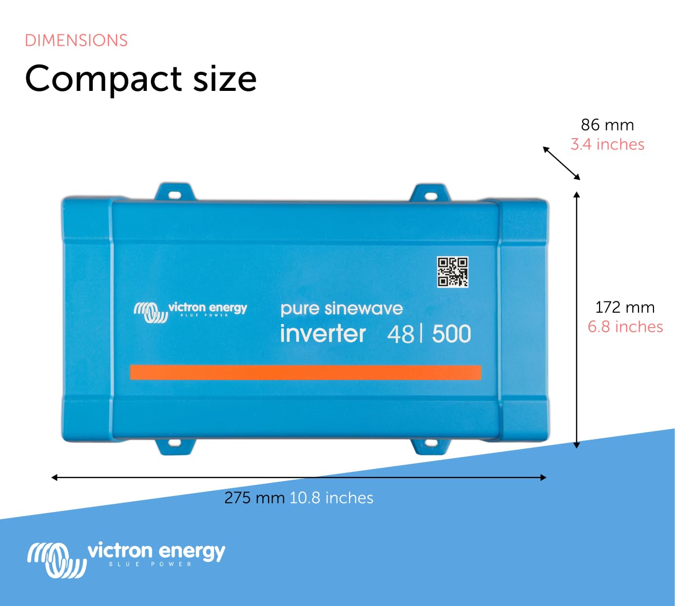 Victron Energy 500VA 48V to 120V Pure Sine Wave Power Inverter - Reliable AC Power for RVs, Solar Systems & Off-Grid Applications