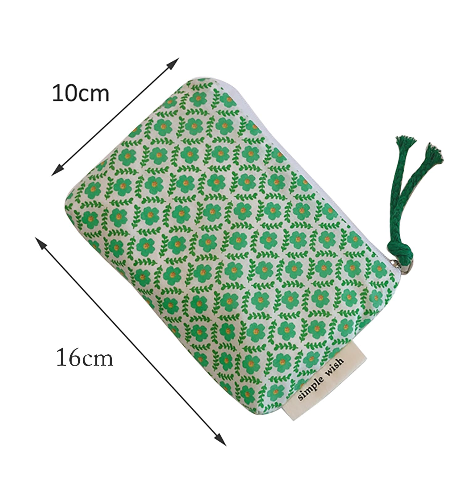 Quirky Cotton Cosmetic Bag for Women - Travel Makeup & Toiletry Organizer with Lipstick Holder (Green/Pink Floral Pattern) - Perfect for Vacation, Gym, and Daily Essentials Storage