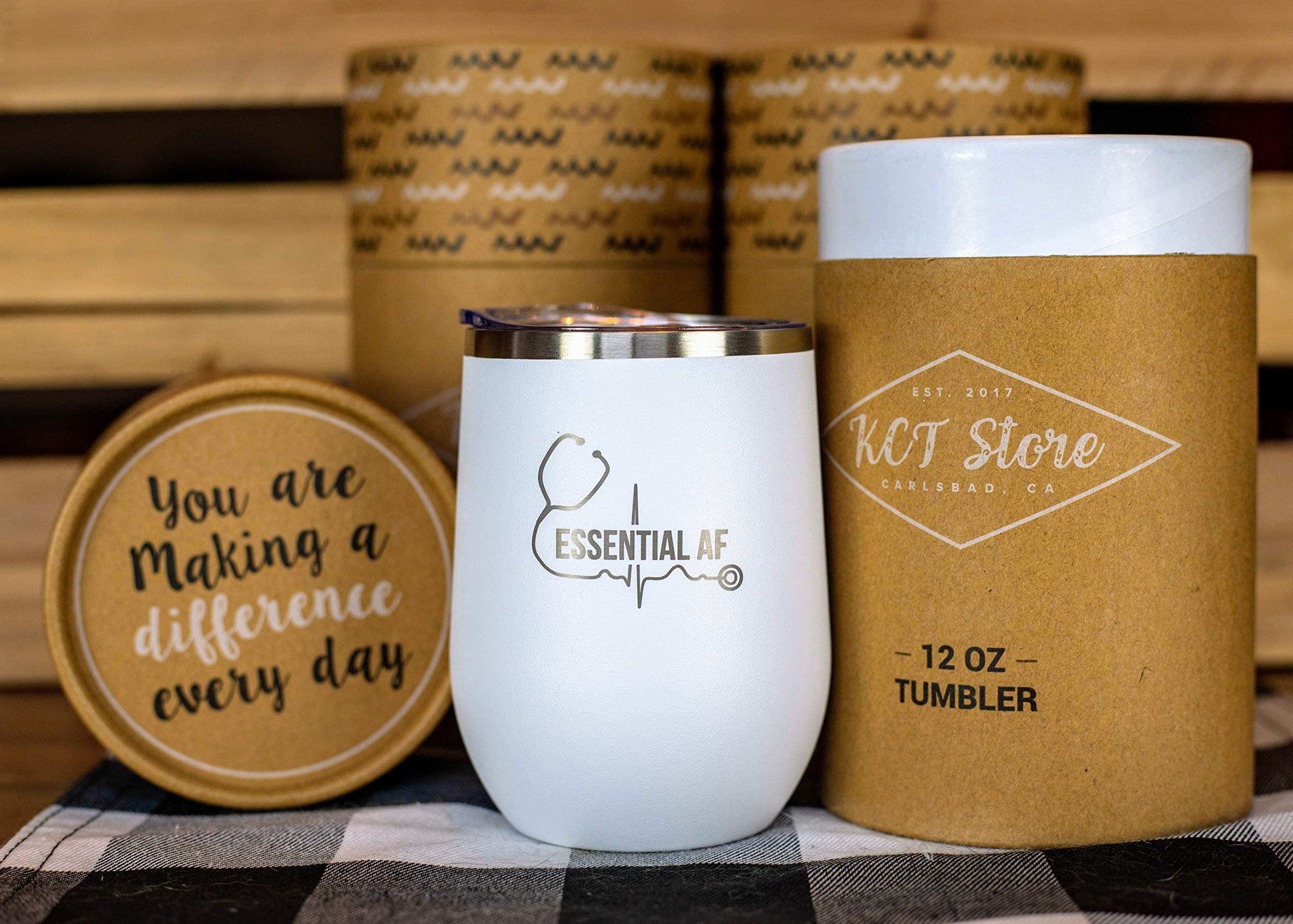 Absorbent Ceramic Coasters with Cork Base - Perfect Nurse, Doctor & Medical Gifts for Women & Men | Stainless Steel Double Walled Wine & Coffee Tumbler - Ideal for Hospitals, Clinics & Home Use