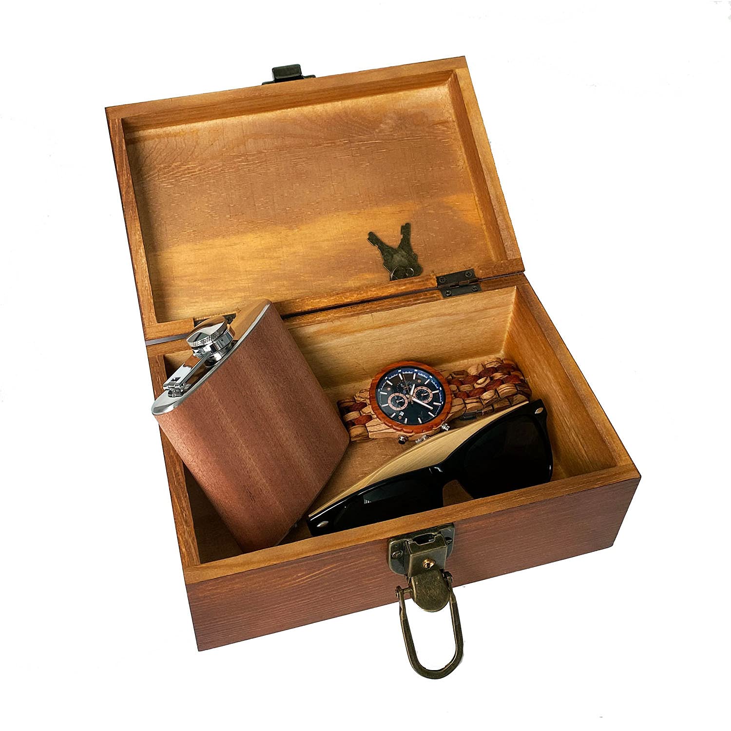 Personalized Wooden Keepsake Box with Key and Lock - Custom Engraved Memory Box for Jewelry, Photos & Mementos - Perfect for Weddings, Anniversaries and Special Occasions