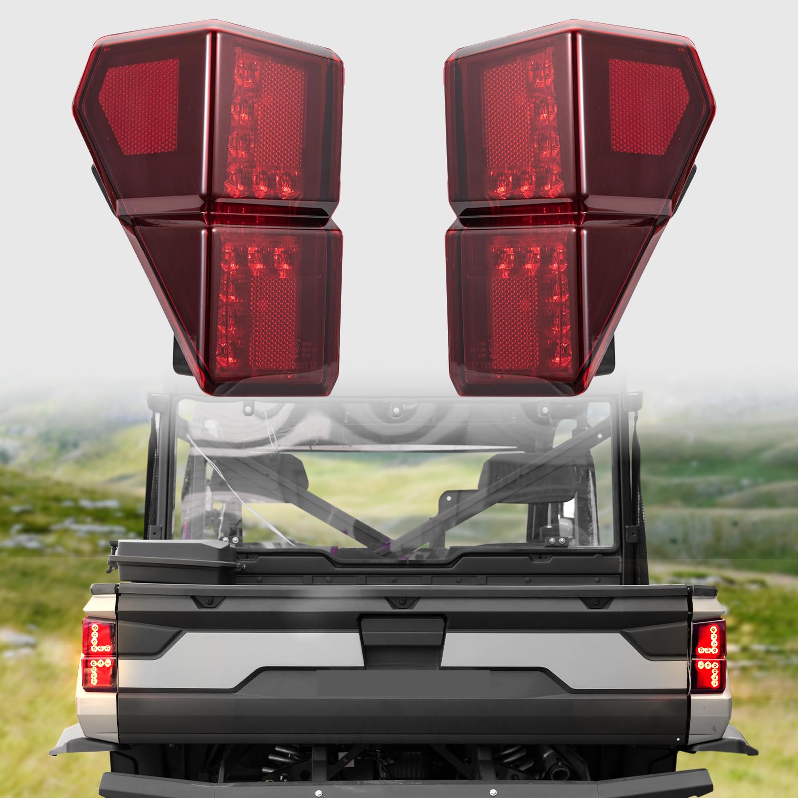 Polaris Ranger 1000 XP Crew LED Tail Lights (2018-2025) - Red UTV PRO Brake Stop Lights Pair, OEM #2413766 Replacement - Perfect for Off-Roading, Night Driving & Enhanced Safety