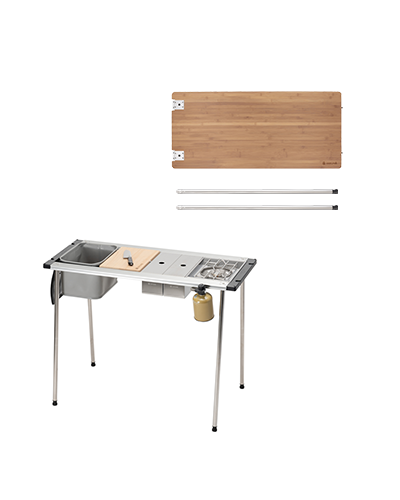 IGT Camp Kitchen & Table Set - Portable Outdoor Cooking Station with Adjustable Height for Camping, Picnics & Backyard BBQs