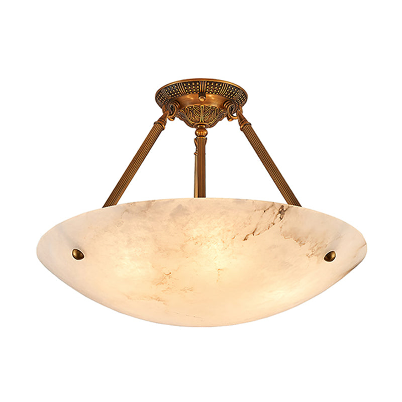 Alabaster Bowl Ceiling Light Fixture - Modern Handcrafted Stone Pendant Lamp for Dining Room, Living Room & Bedroom Lighting
