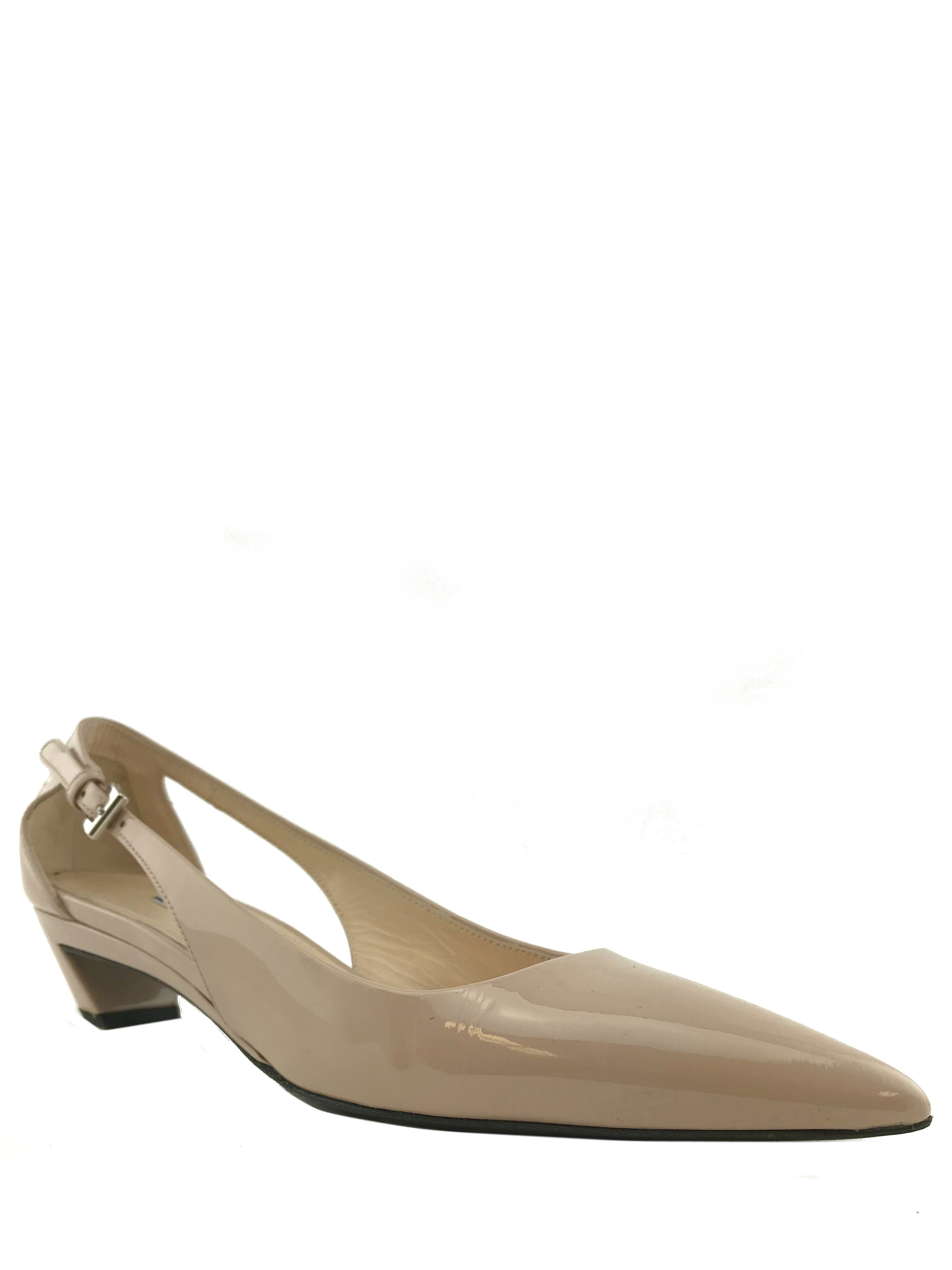 Prada Black Patent Leather Slingback Pumps Women's Size 6.5 - Elegant High Heels for Office, Party & Special Occasions