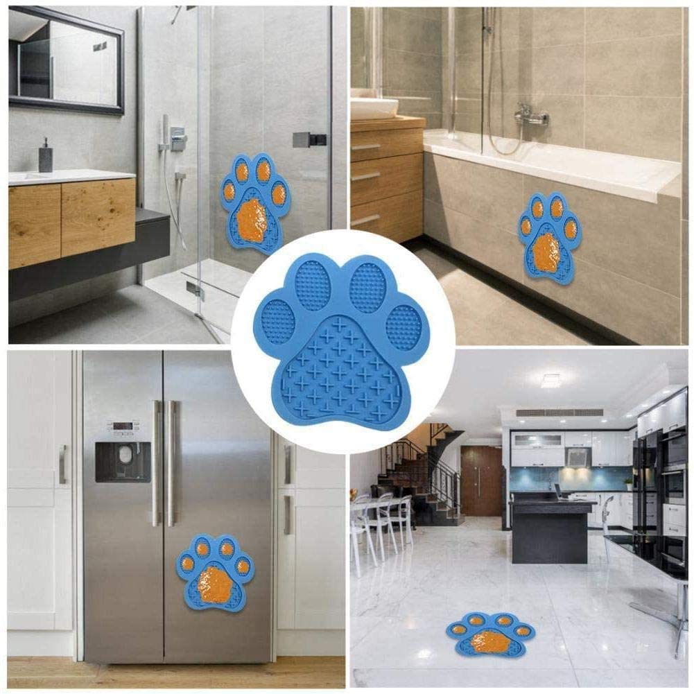 Peanut Butter Licking Mat for Dogs - Slow Feeder Dog Bowl with Strong Suction, Anxiety Relief & Training Aid - Perfect for Bathing, Grooming, and Mealtime (Blue)