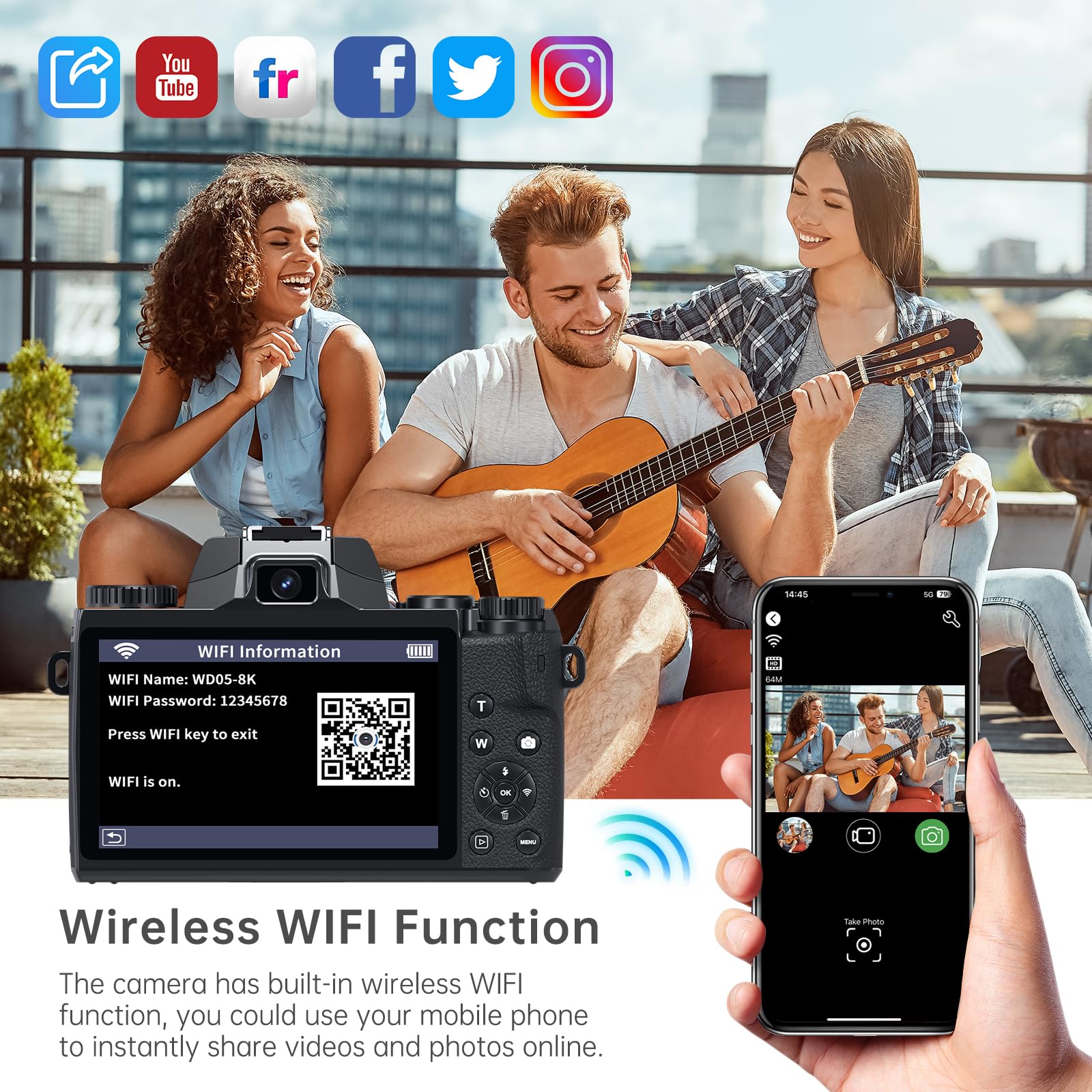 8K Digital Camera for Photography & Vlogging - 16X Zoom WiFi Touchscreen Camera with Autofocus, 3000mAh Battery, Dual Lens, 32GB TF Card - Perfect for YouTube Content Creation, Travel Vlogging & Professional Photography (Black)