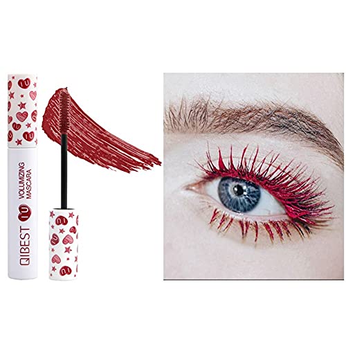 ROPALIA Waterproof Colored Mascara Set - 7 Vibrant Smudge-Proof Shades for Long-Lasting 3D Volume | Fiber Lash Mascara & Eyeliner Combo (#06 Bold Red) - Perfect for Party, Halloween & Creative Eye Makeup Looks