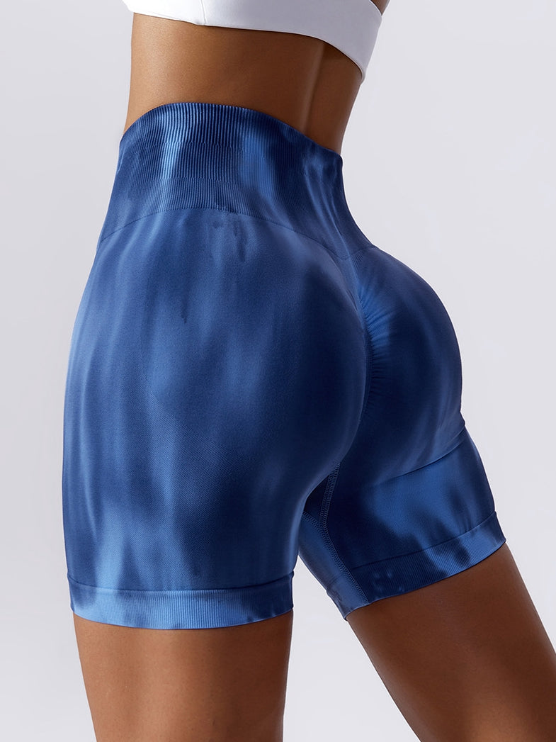 ZASUWA Women's Tie Dye Scrunch Butt Lifting Spandex Gym Shorts - High Waisted Workout Shorts for Yoga, Running & Fitness